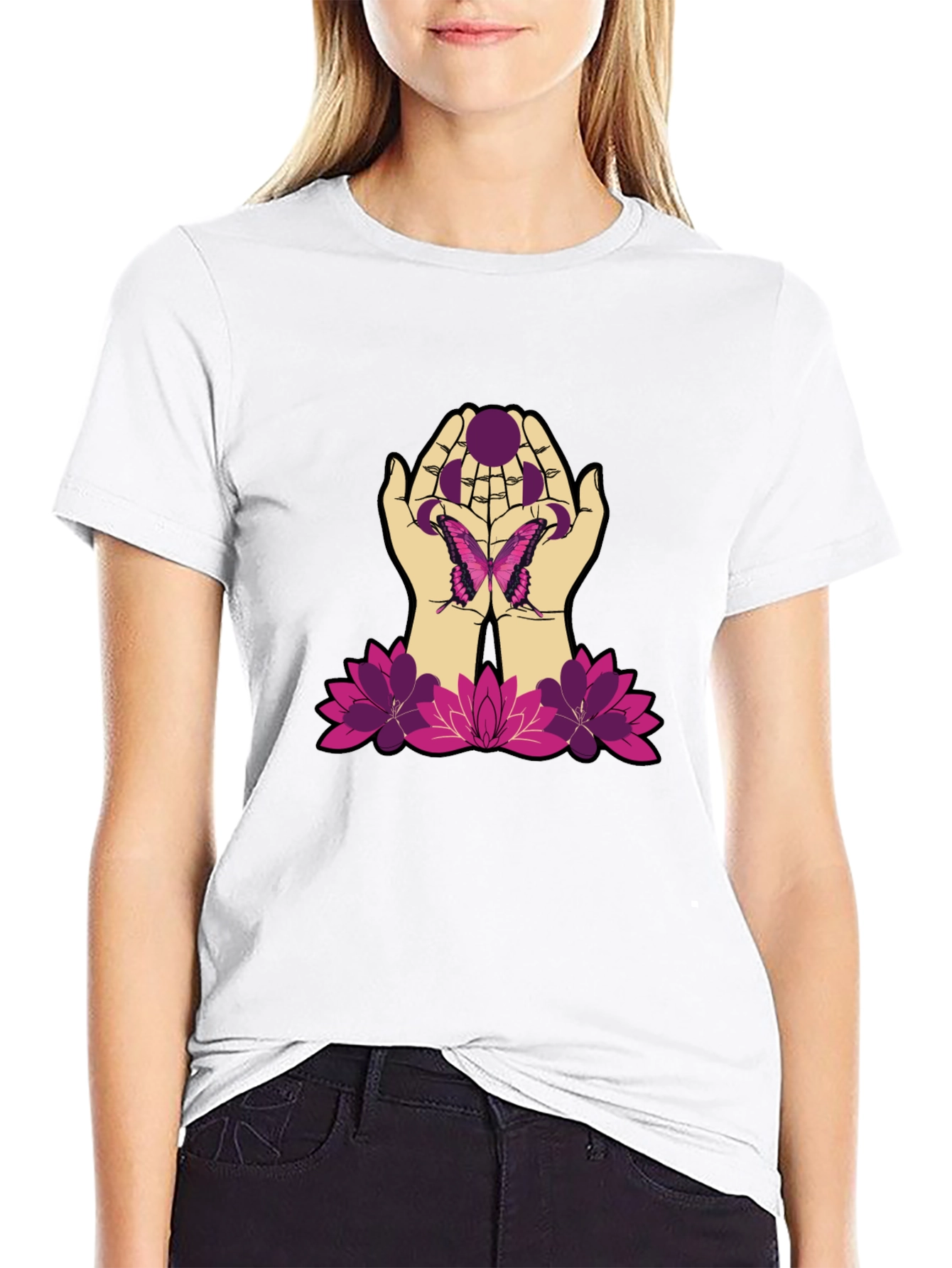 Butterfly Hands Graphic Tee - Black