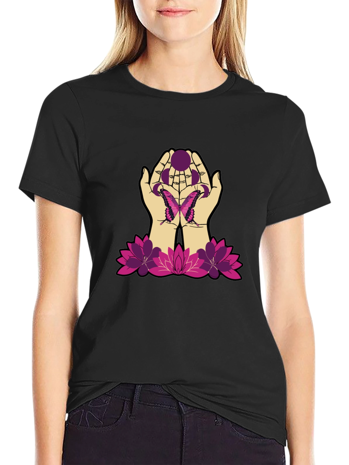 Butterfly Hands Graphic Tee - Black