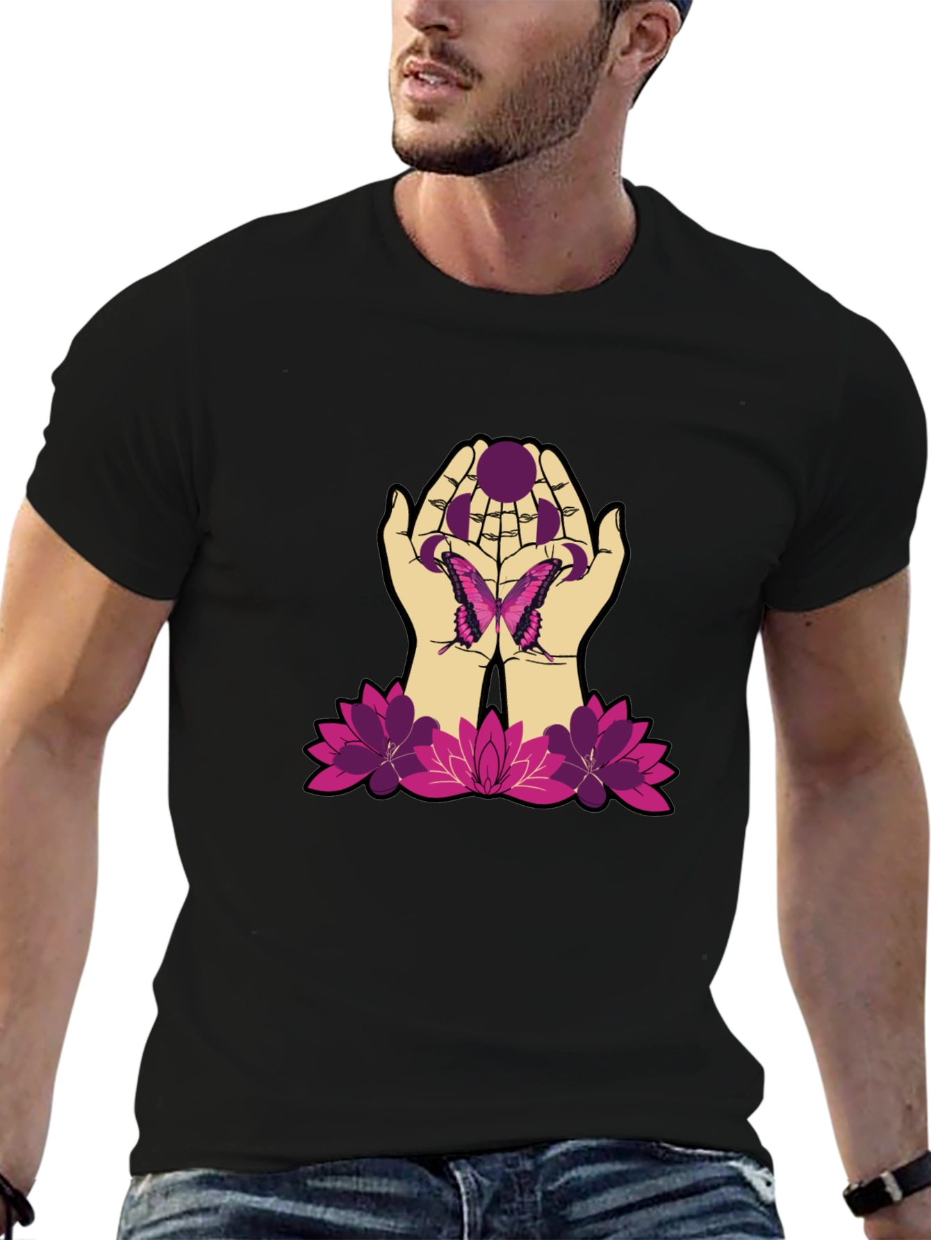 Butterfly Hands Graphic Tee - Black