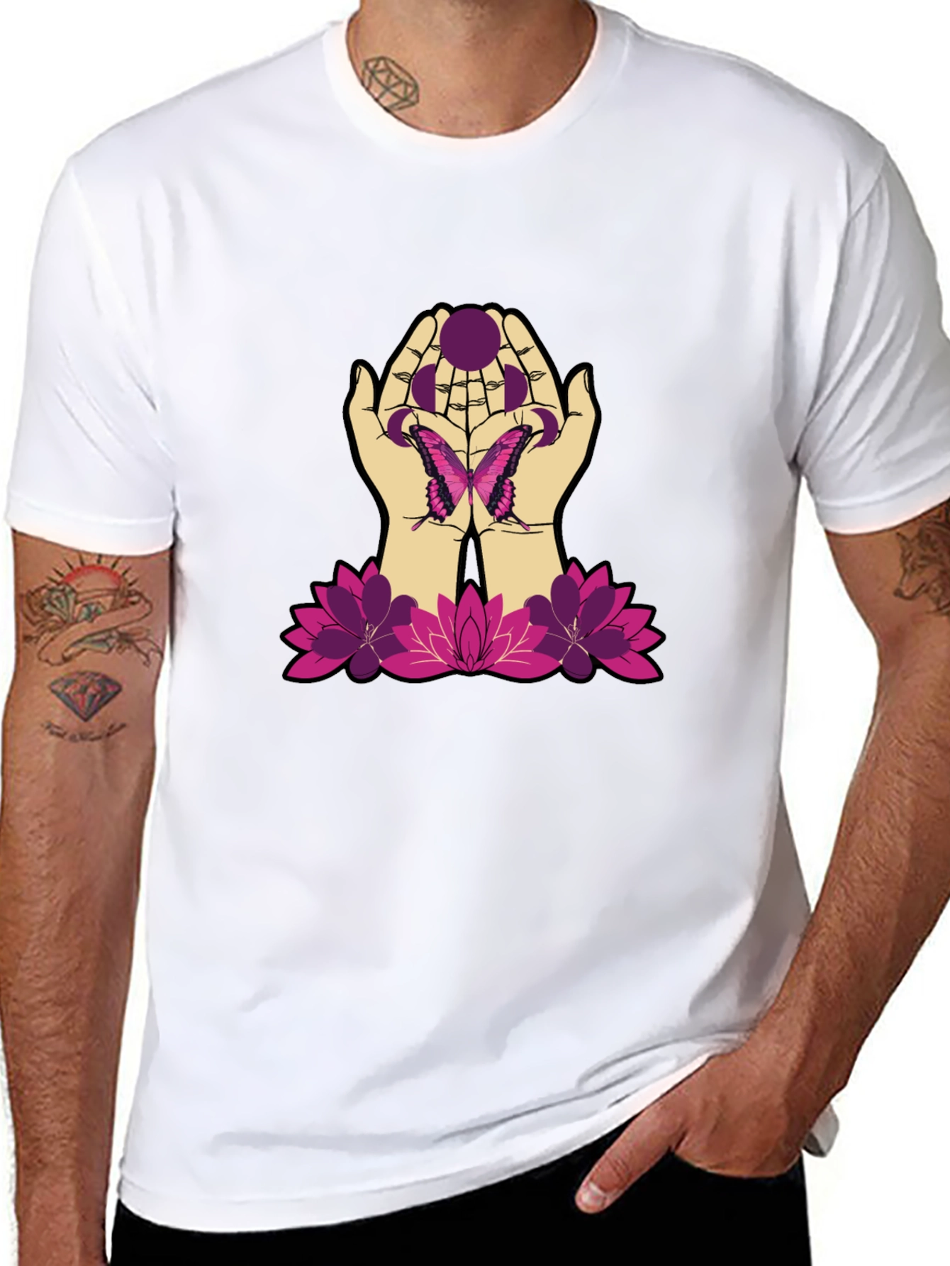 Butterfly Hands Graphic Tee - Black