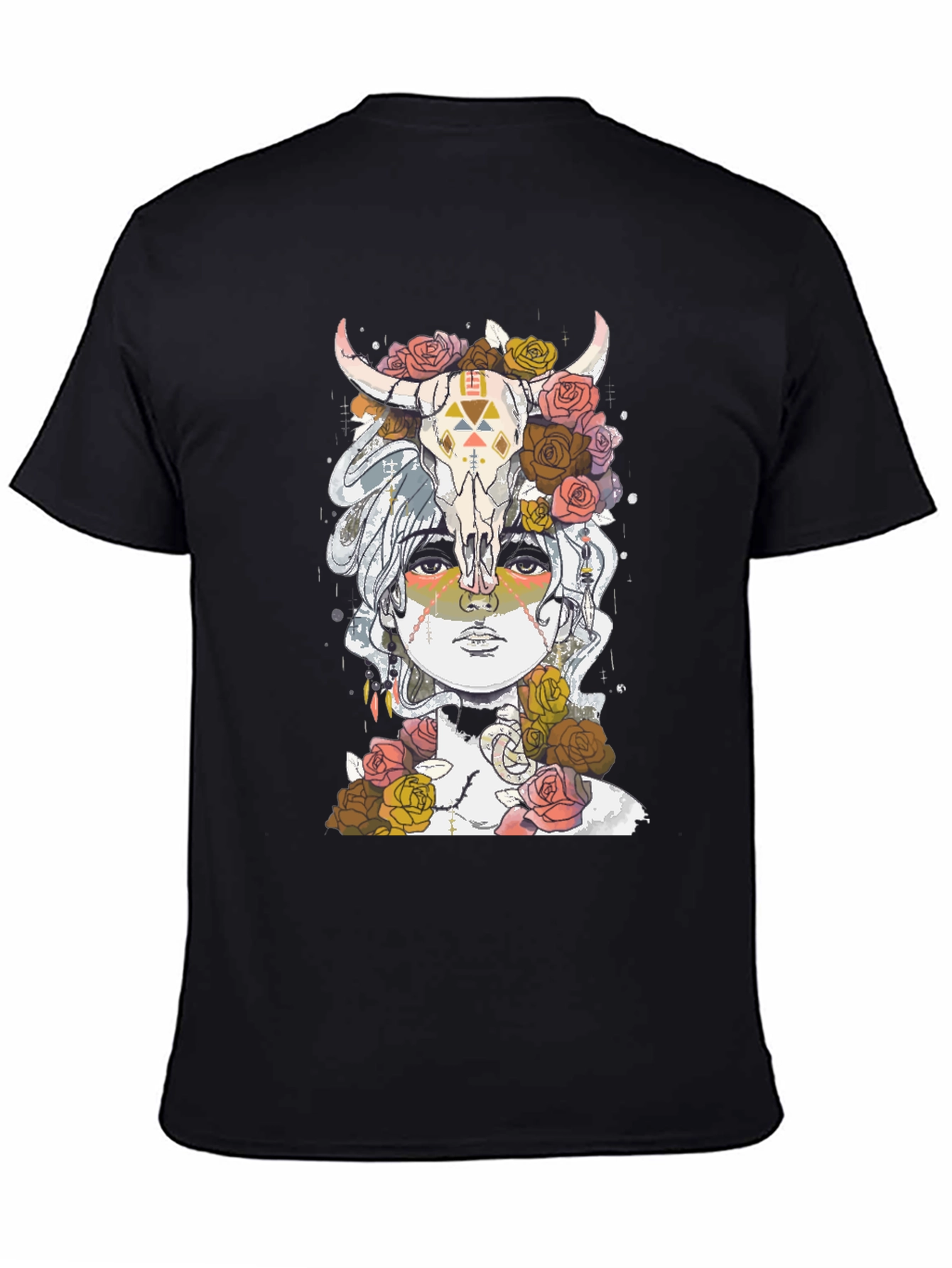 Skull & Floral T-Shirt - Artistic Graphic Tee