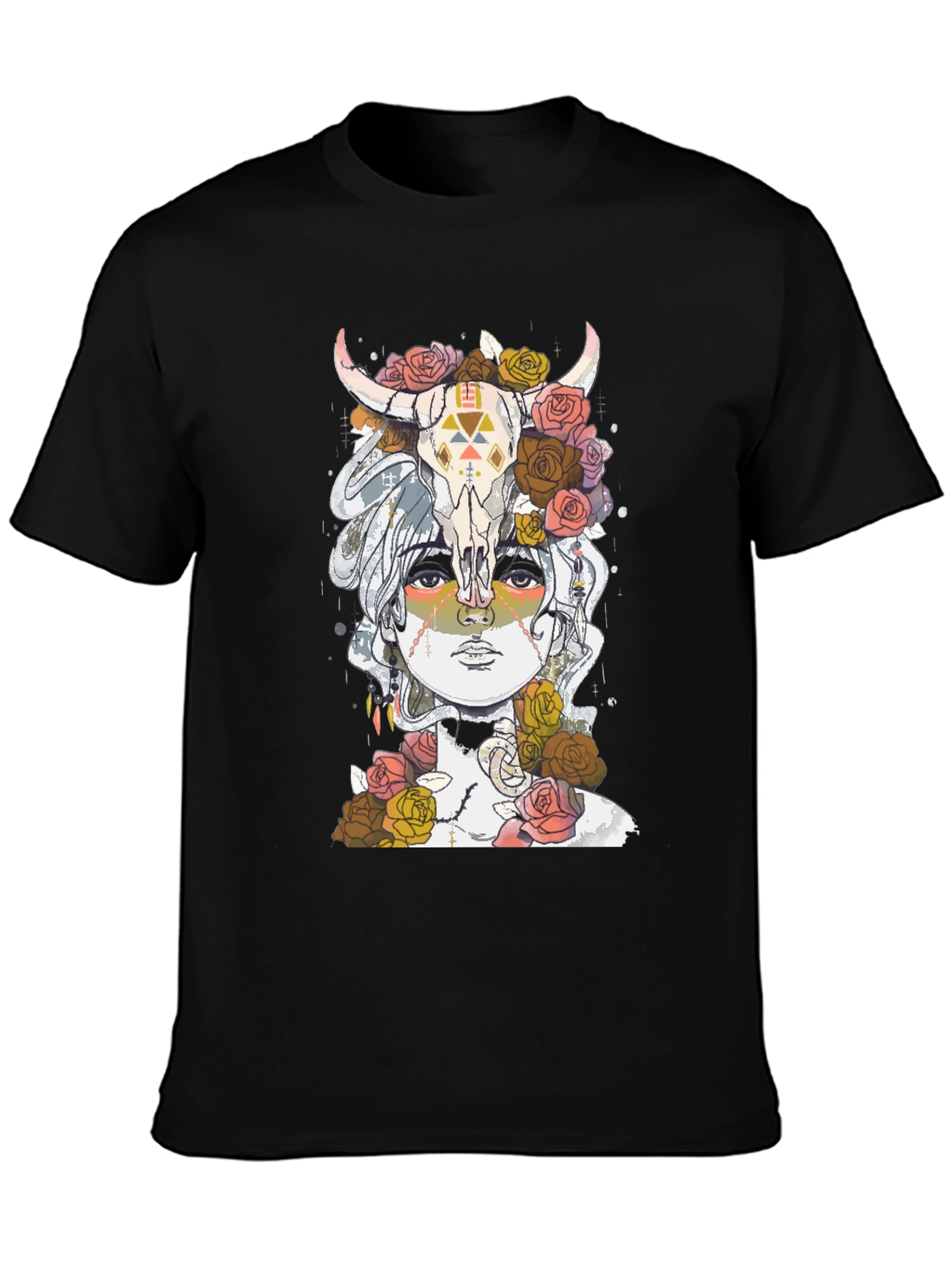 Skull & Floral T-Shirt - Artistic Graphic Tee