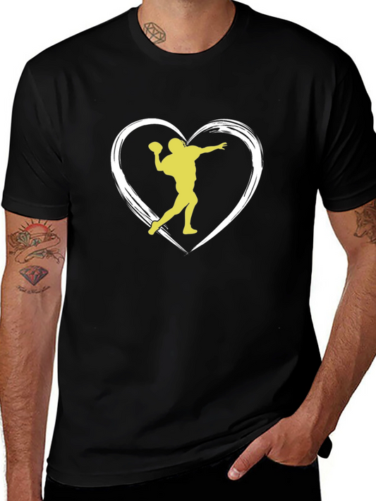Football Heartbeat Tee - Throwing Silhouette Black T-Shirt