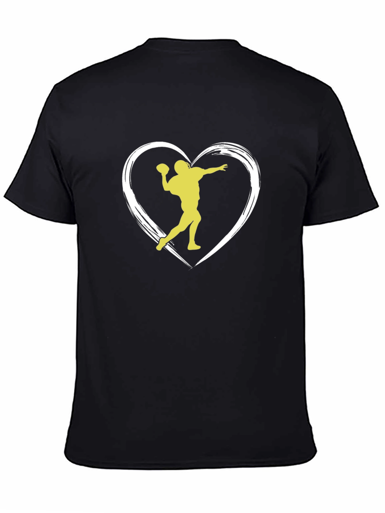 Football Heartbeat Tee - Throwing Silhouette Black T-Shirt