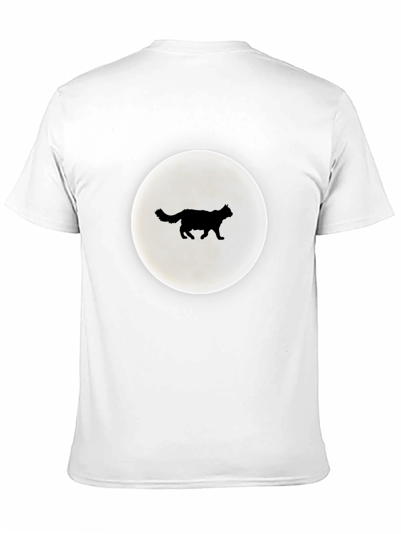 Cat Moon Silhouette T-Shirt - Black