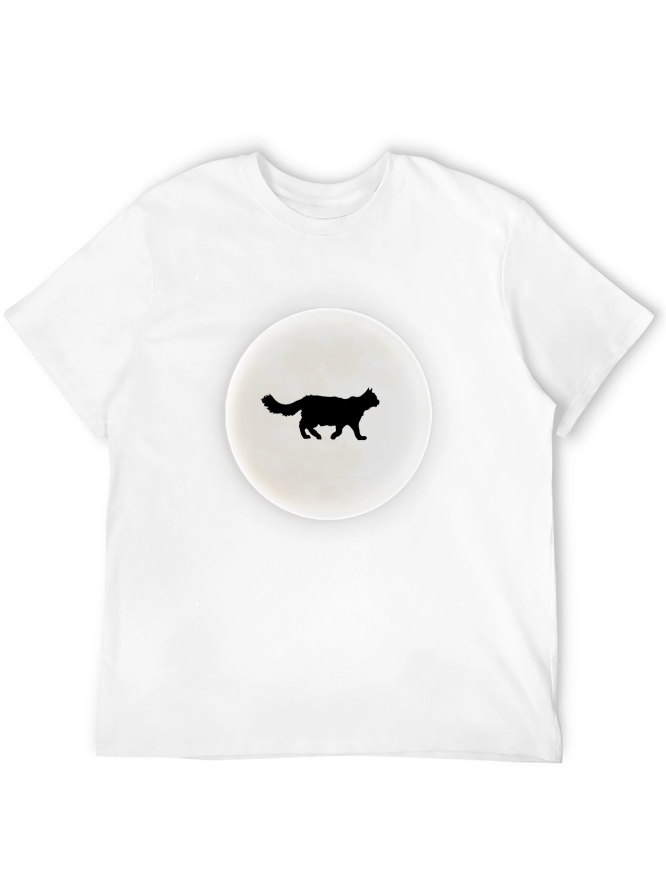Cat Moon Silhouette T-Shirt - Black