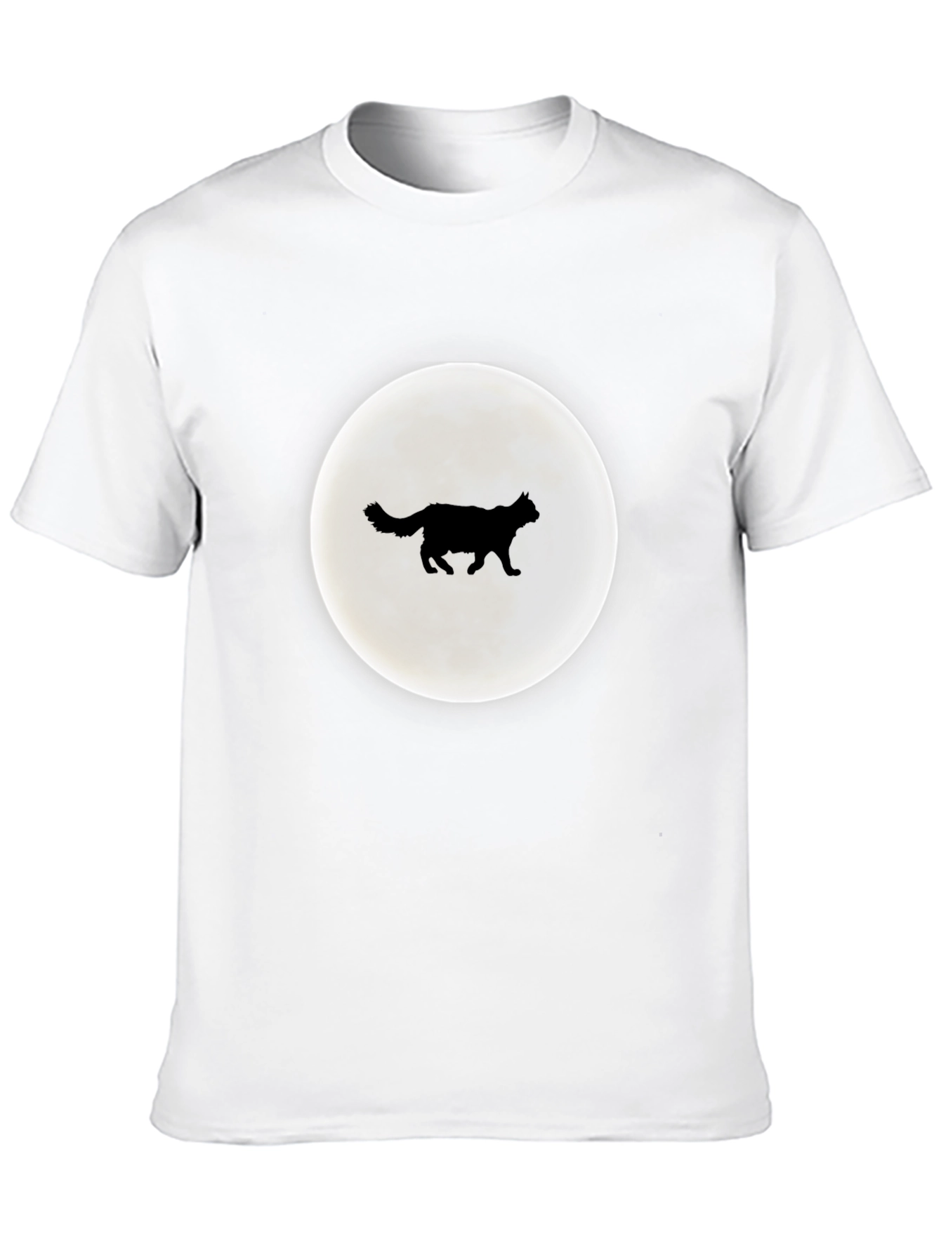 Cat Moon Silhouette T-Shirt - Black