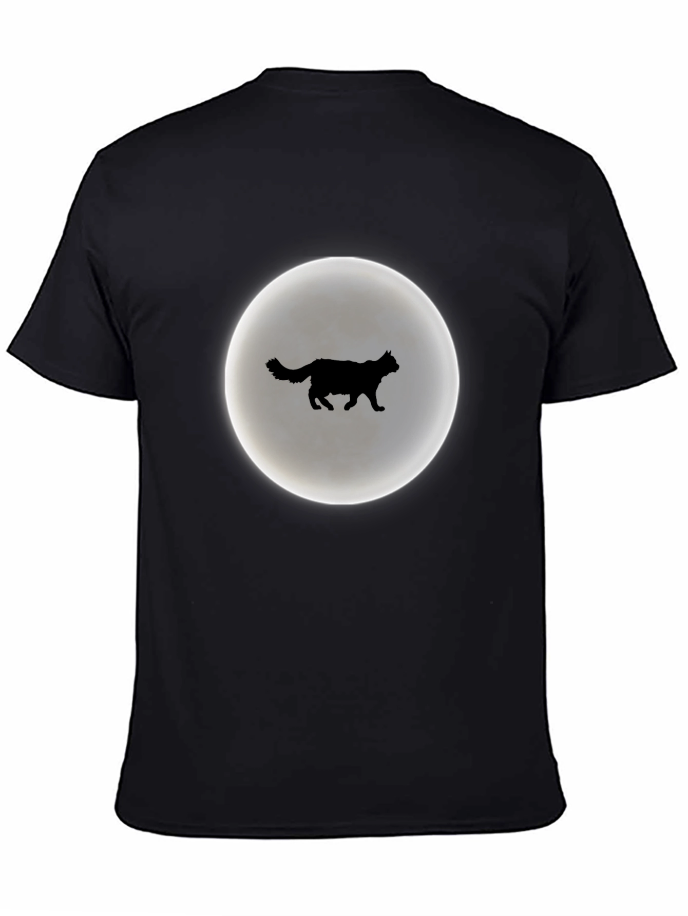 Cat Moon Silhouette T-Shirt - Black