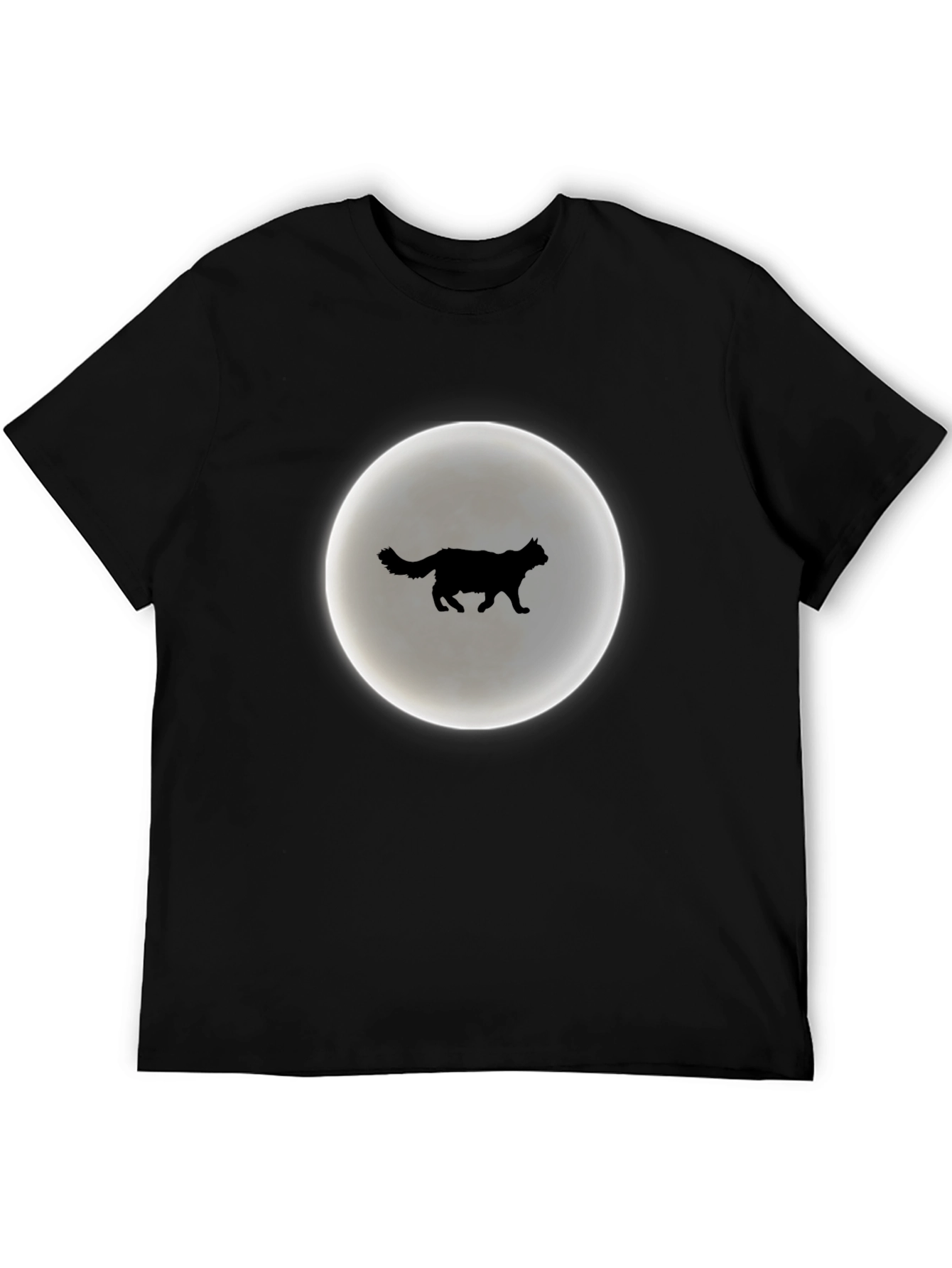 Cat Moon Silhouette T-Shirt - Black