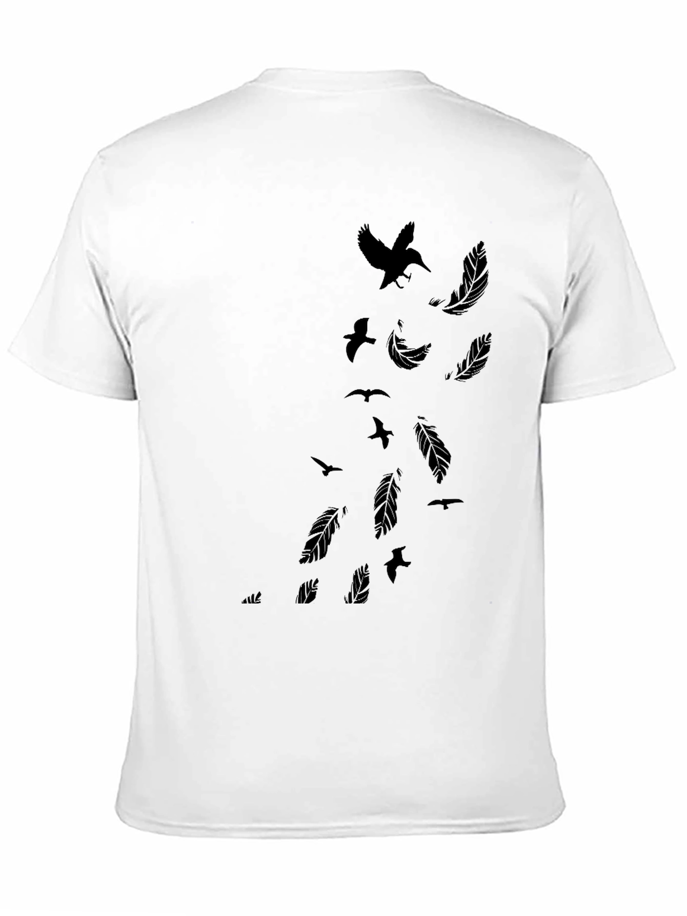 Mens Black T-Shirt - Feather & Bird Design