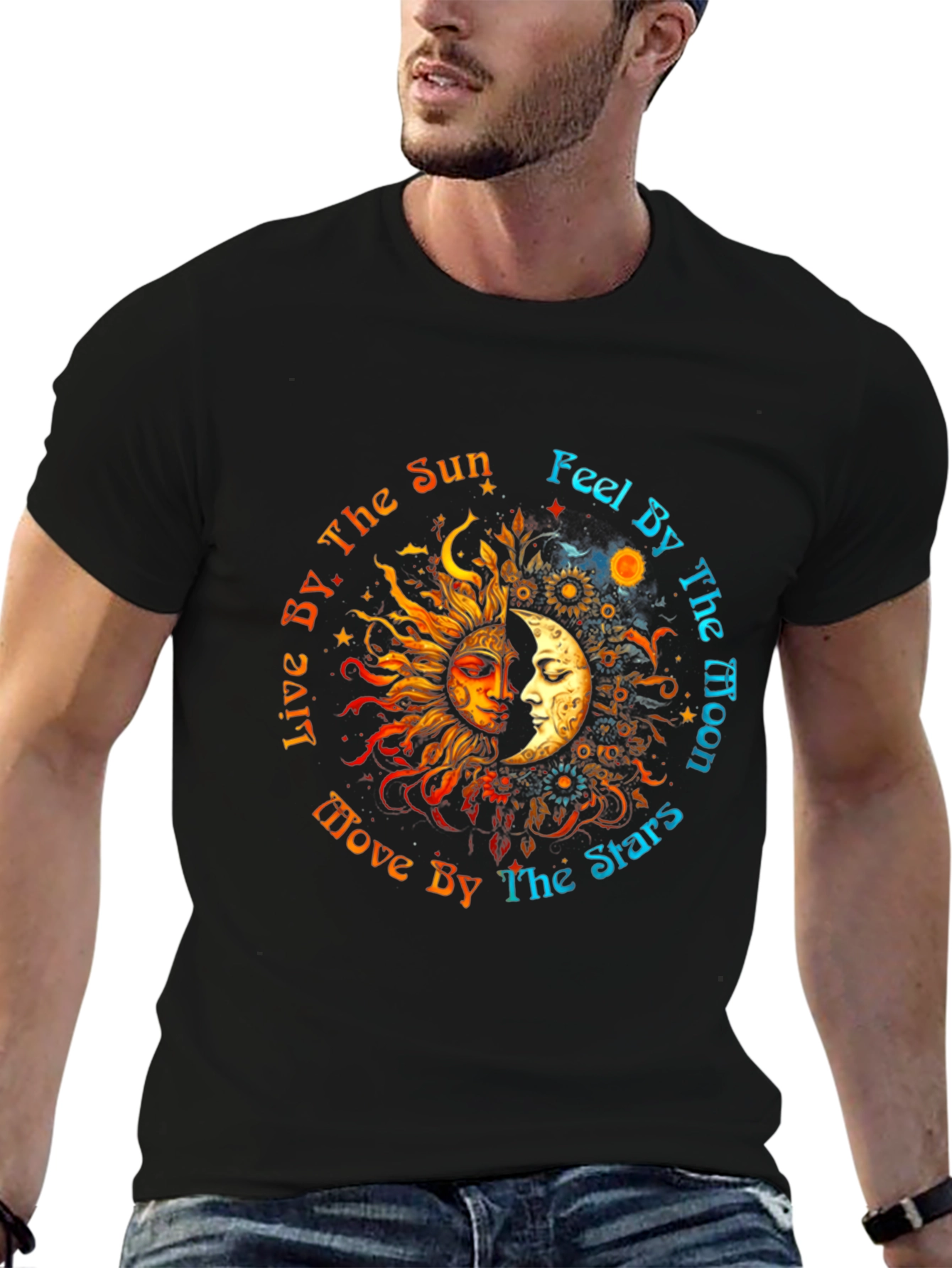 Sun Moon Stars Graphic Tee - Celestial T-Shirt