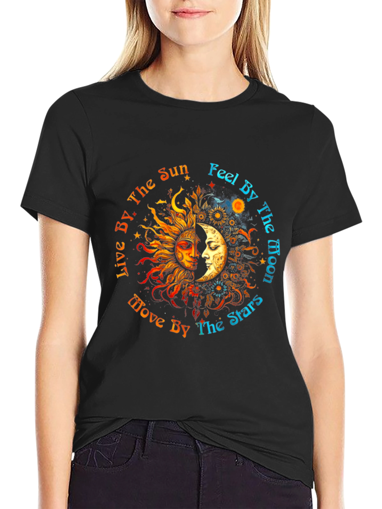 Sun Moon Stars Graphic Tee - Celestial T-Shirt