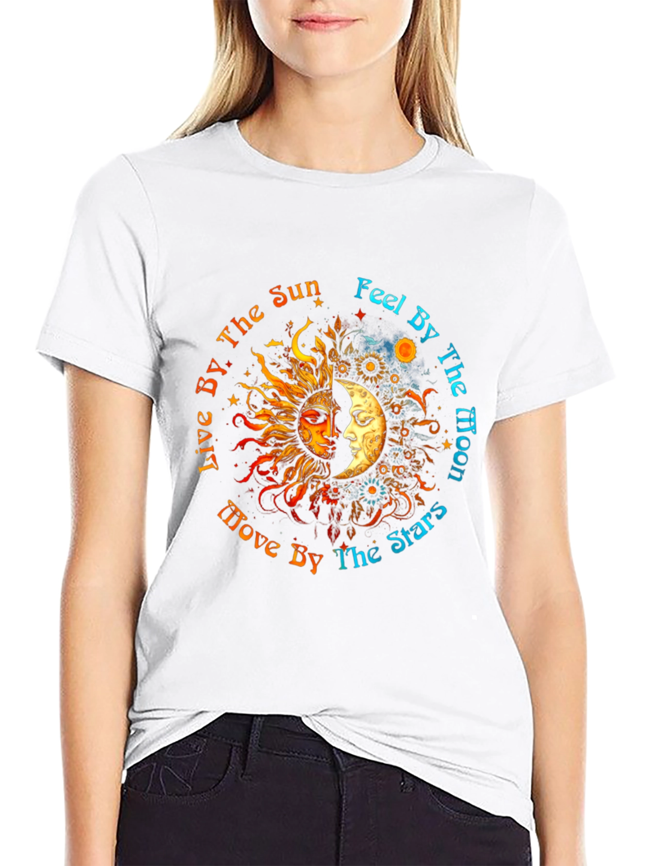Sun Moon Stars Graphic Tee - Celestial T-Shirt