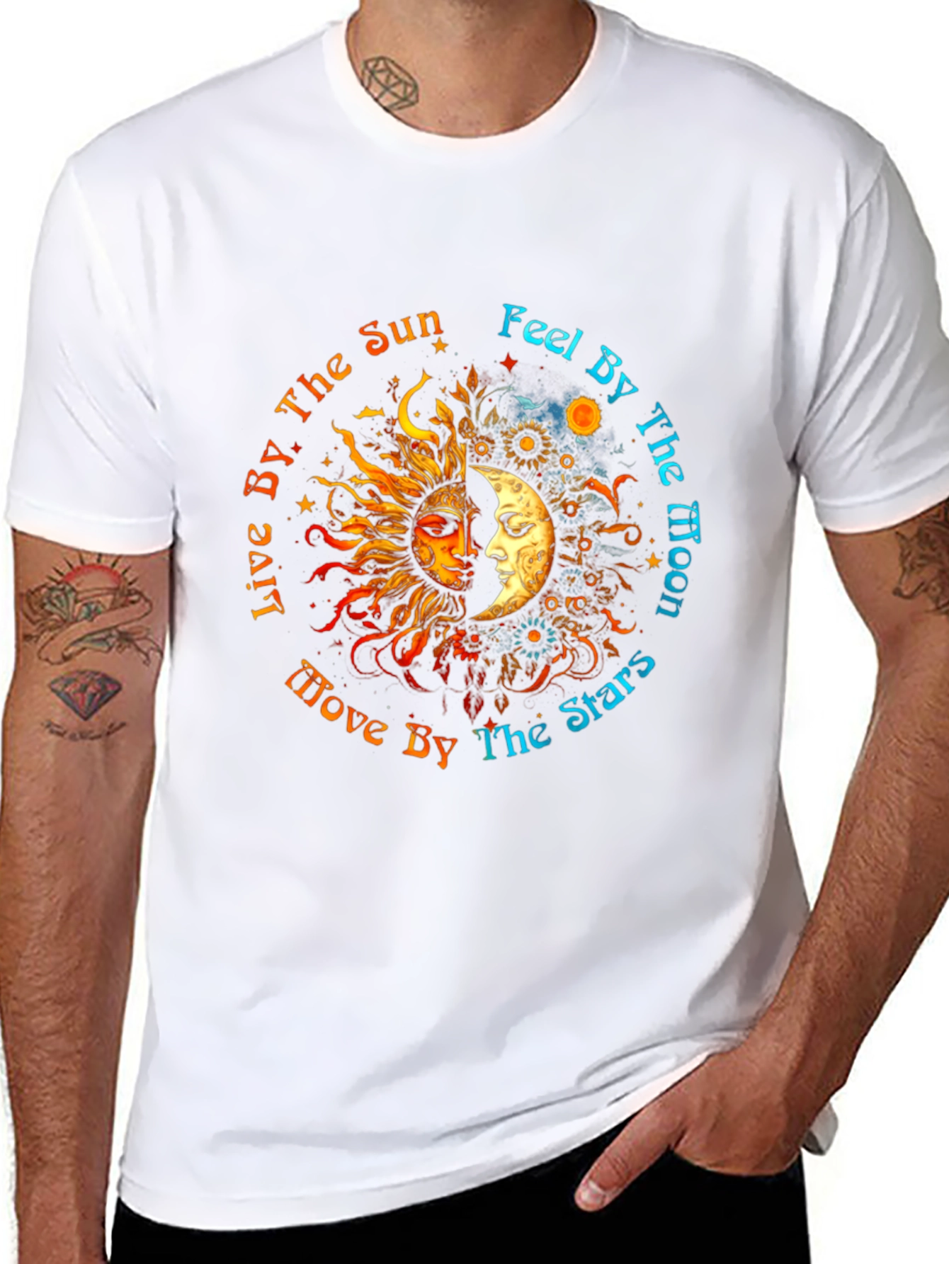 Sun Moon Stars Graphic Tee - Celestial T-Shirt