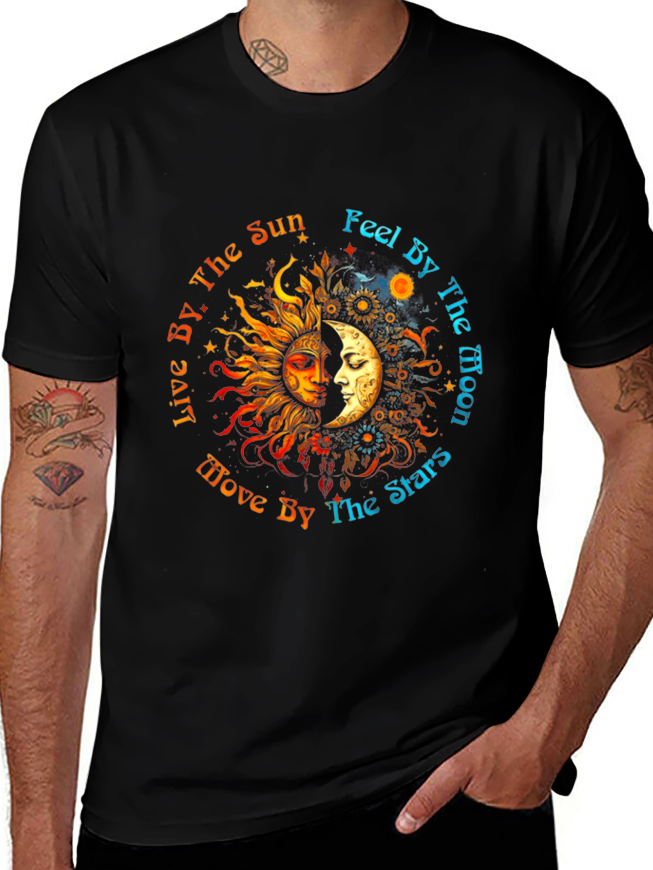 Sun Moon Stars Graphic Tee - Celestial T-Shirt