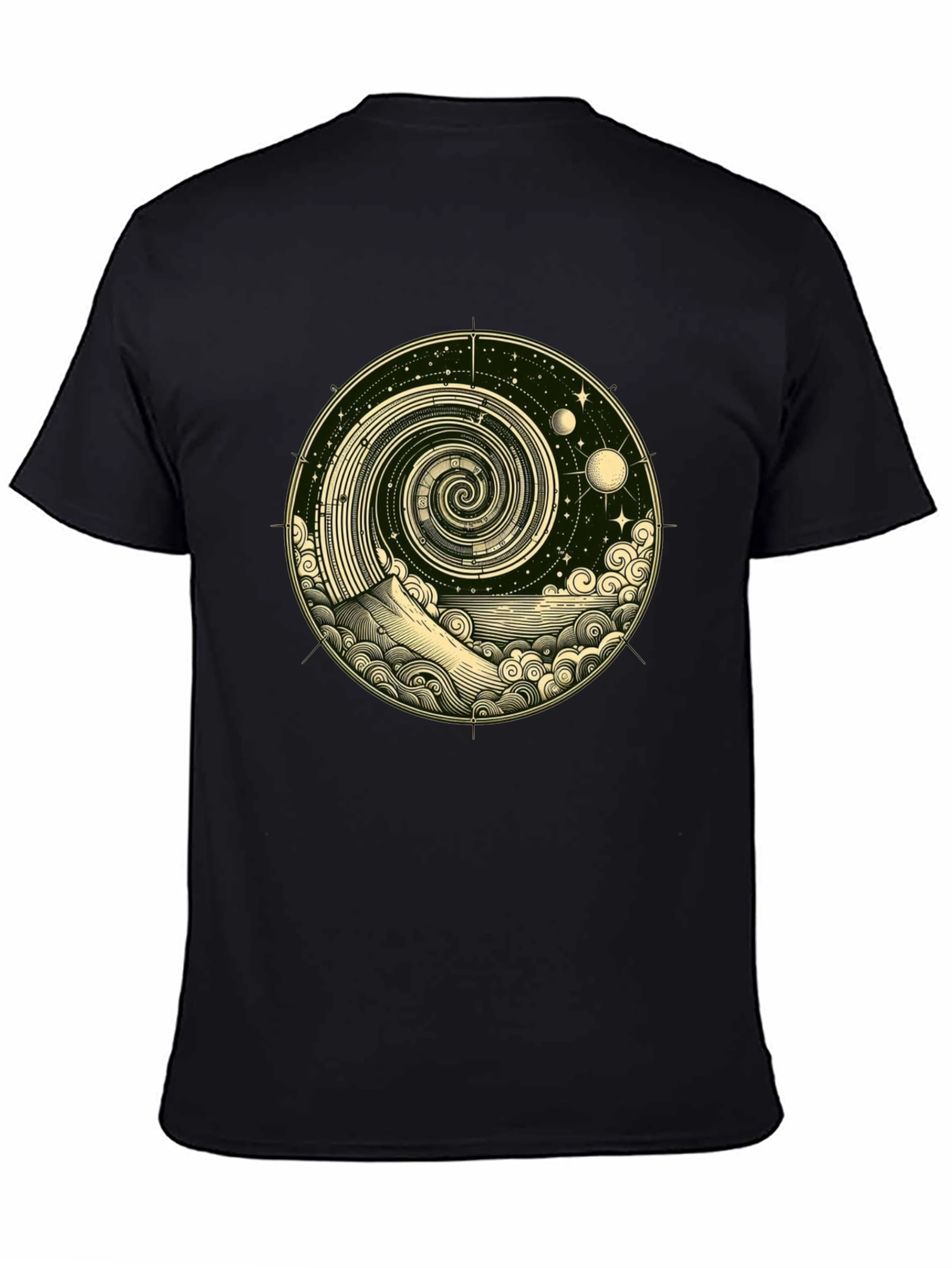 Cosmic Spiral Graphic Tee - Black