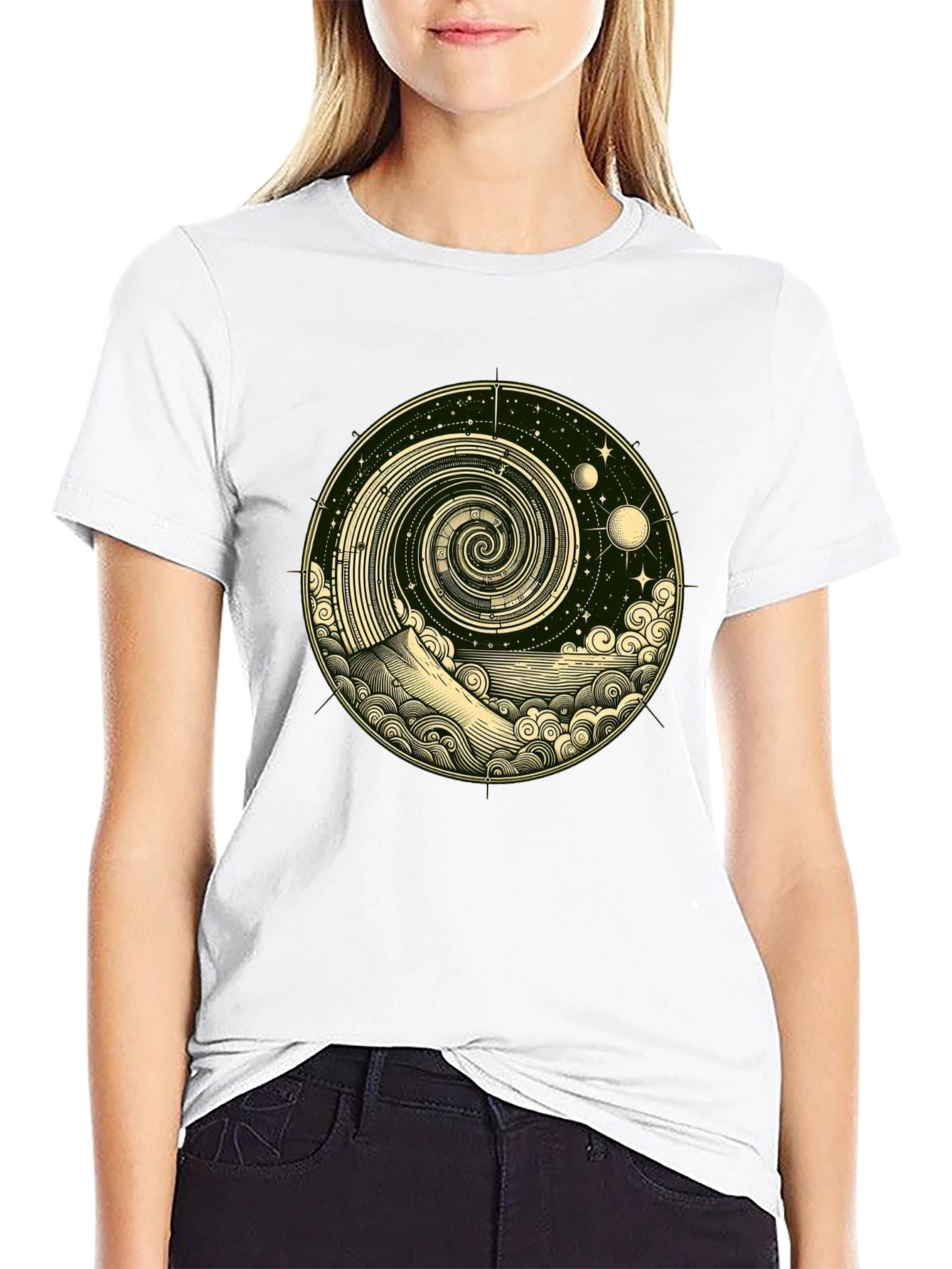 Cosmic Spiral Graphic Tee - Black