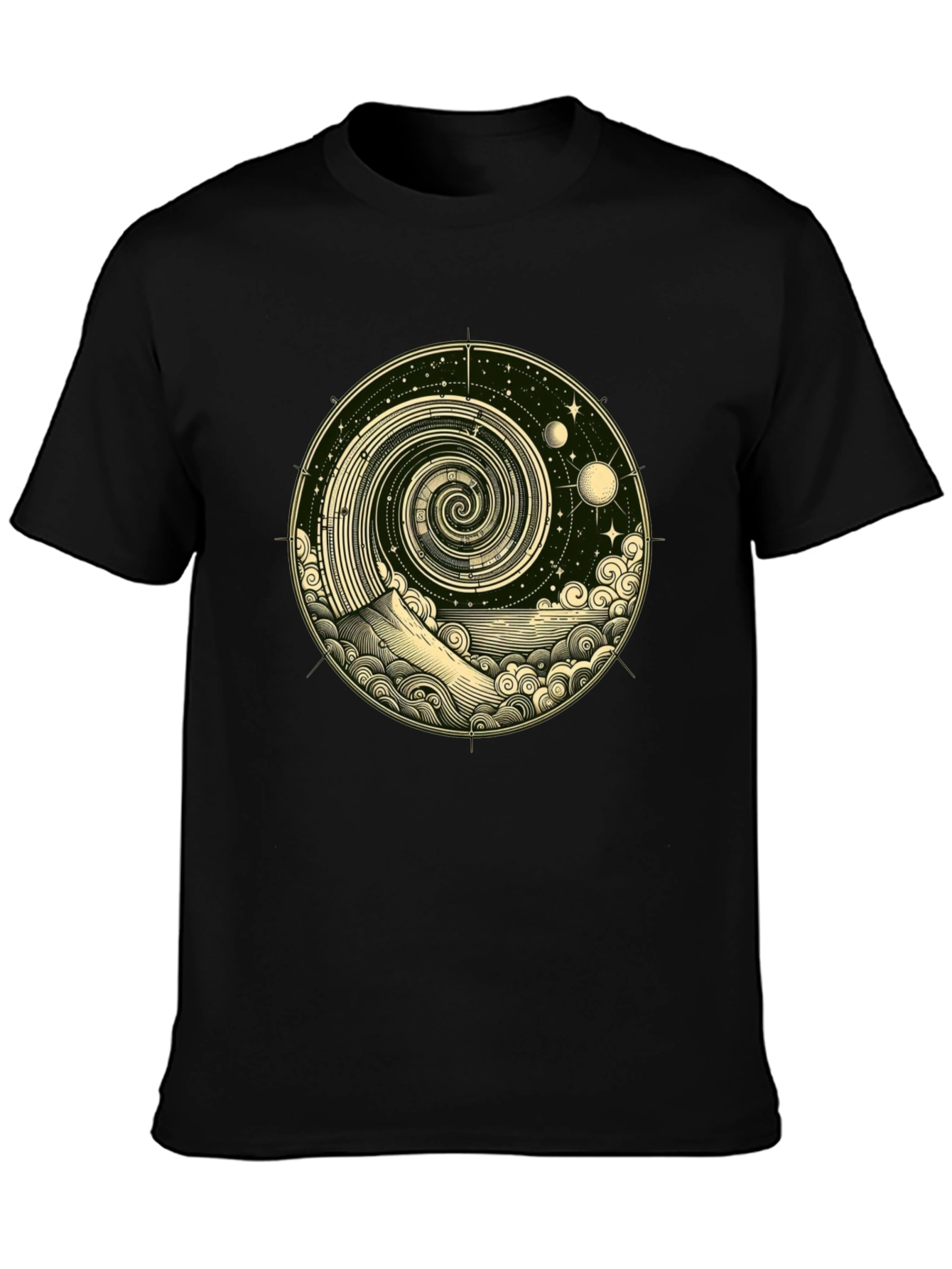 Cosmic Spiral Graphic Tee - Black