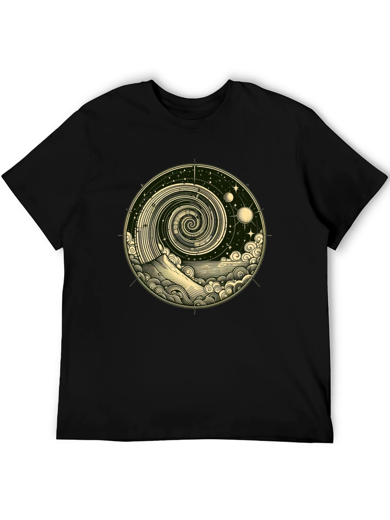 Cosmic Spiral Graphic Tee - Black