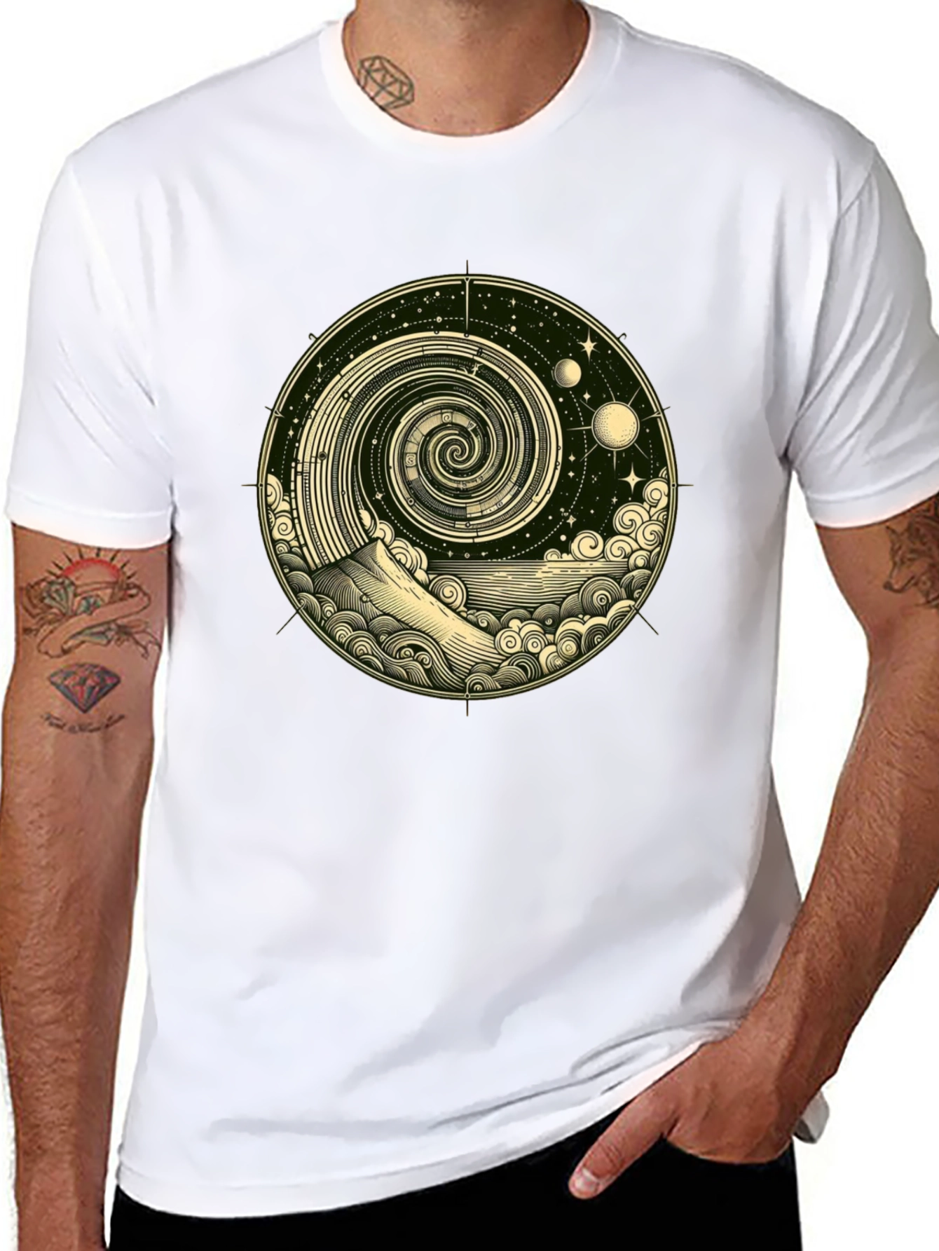 Cosmic Spiral Graphic Tee - Black