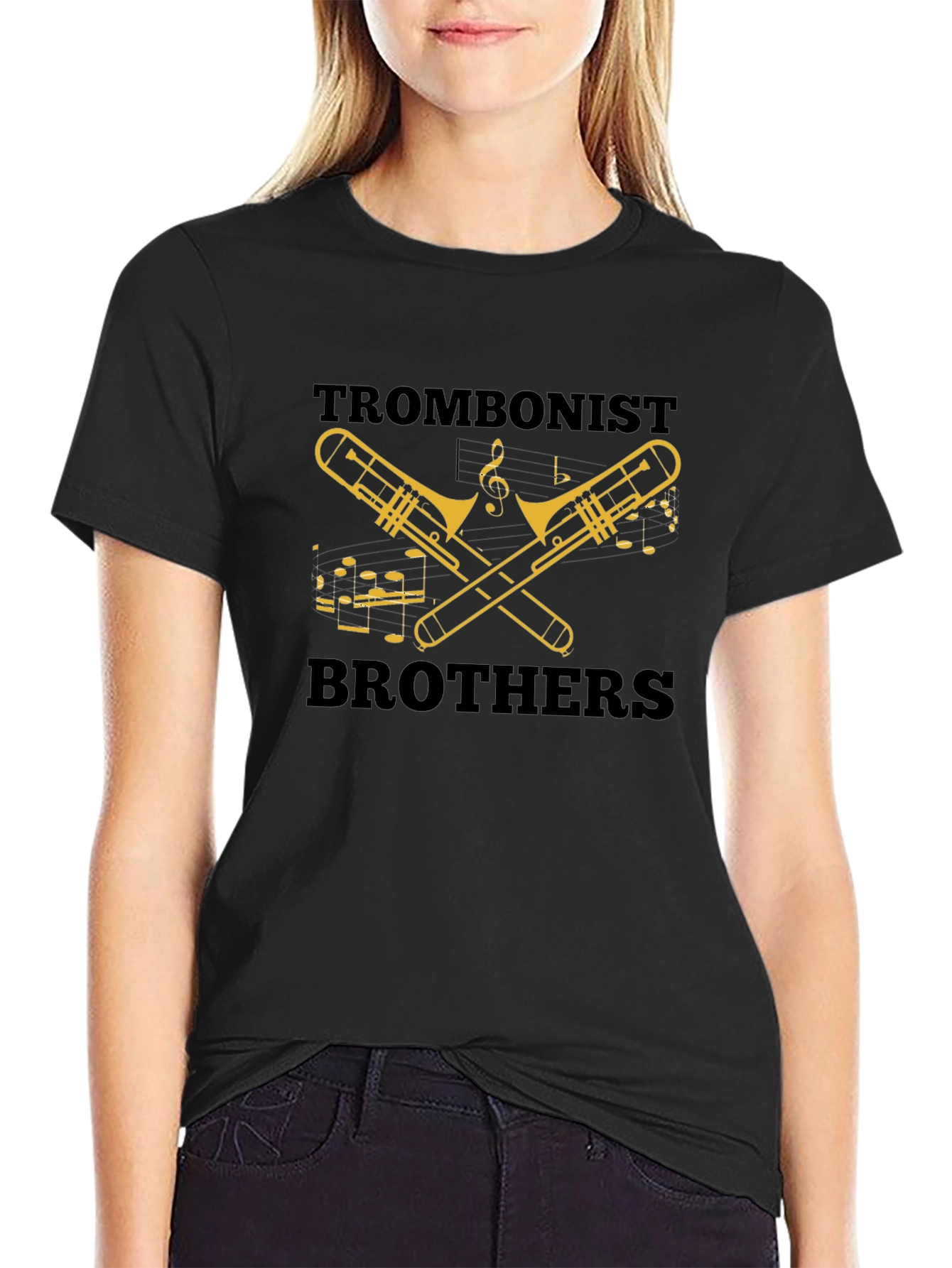 Trombonist Brothers Black T-Shirt Music Lover