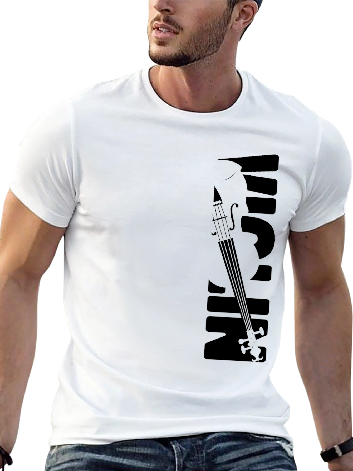 Musical Violin Graphic Black T-Shirt