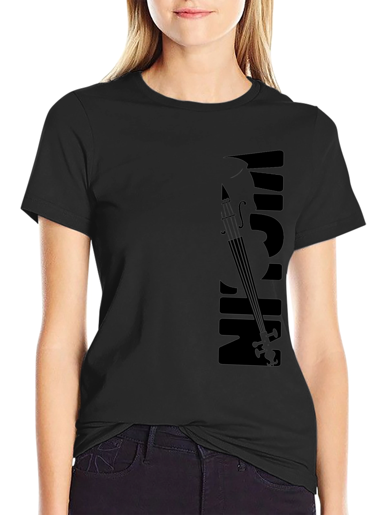 Musical Violin Graphic Black T-Shirt