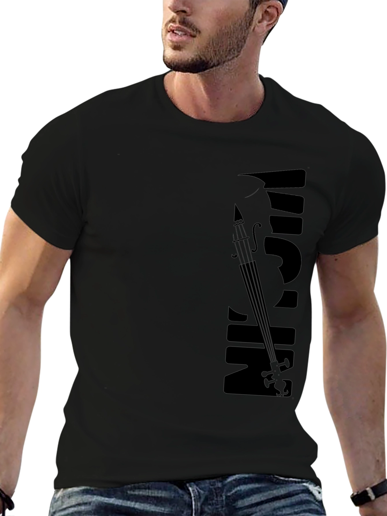 Musical Violin Graphic Black T-Shirt