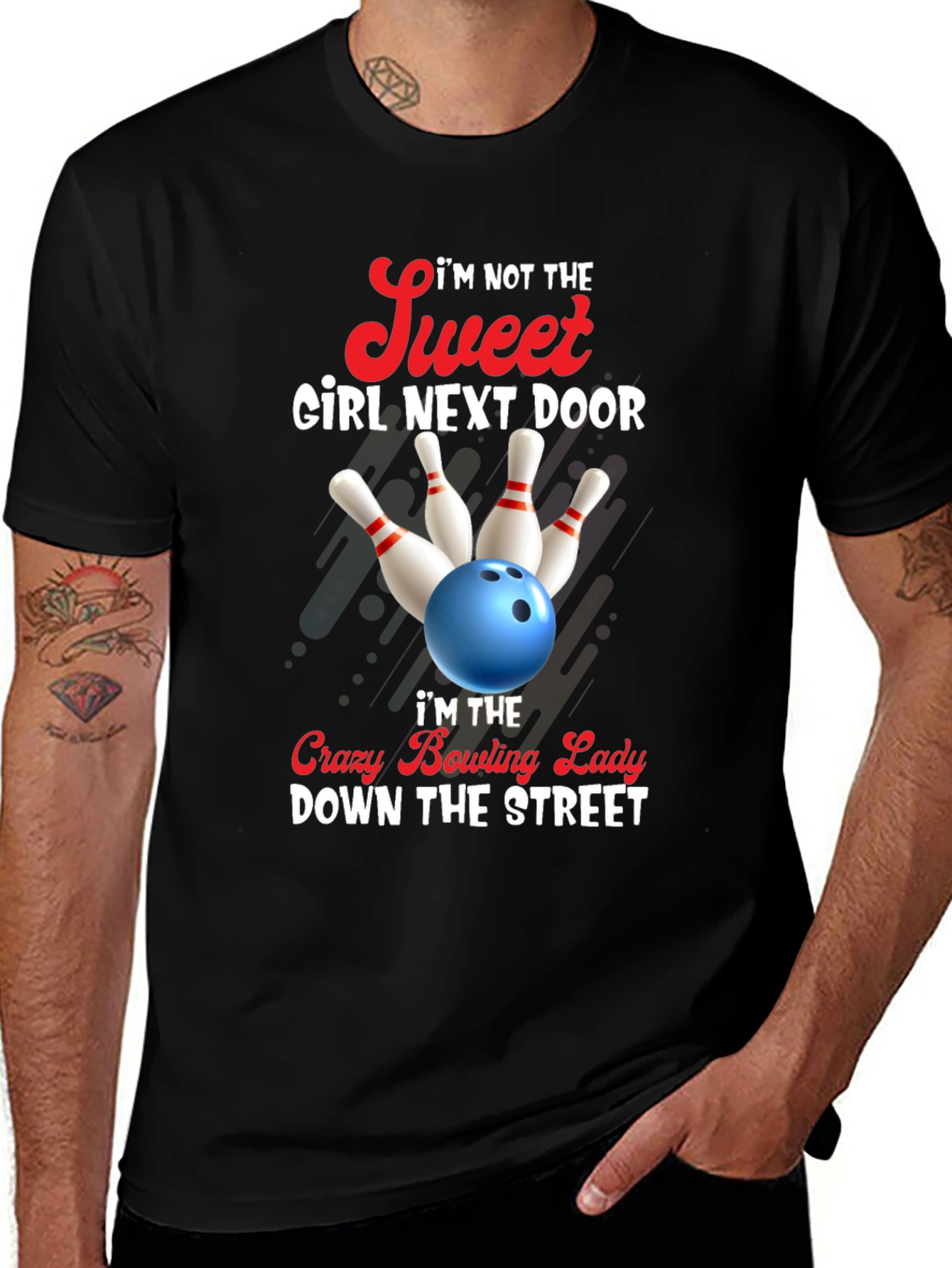 Crazy Bowling Lady Graphic T-Shirt