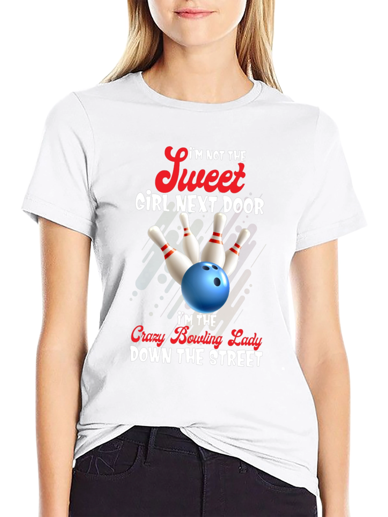 Crazy Bowling Lady Graphic T-Shirt