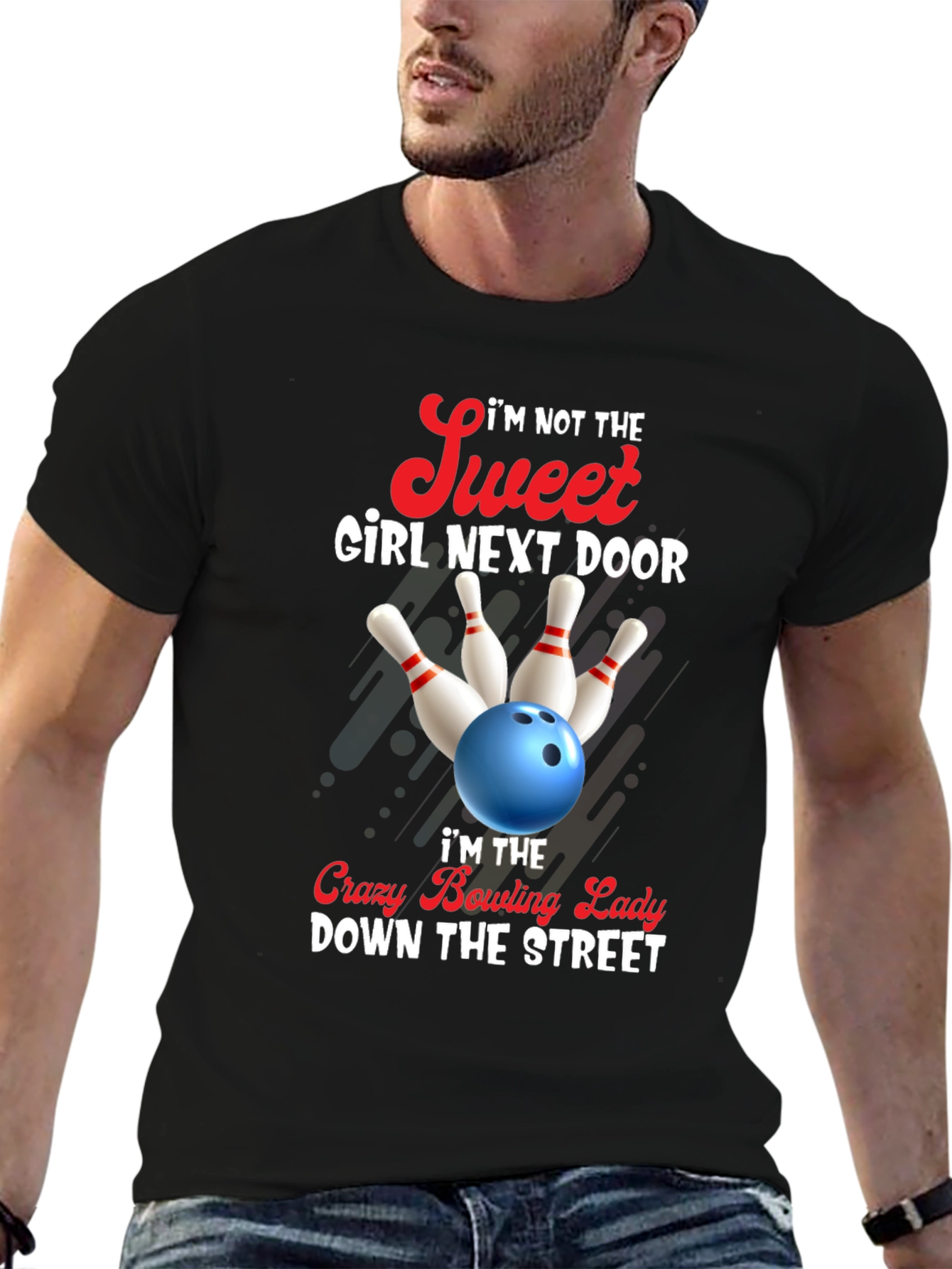 Crazy Bowling Lady Graphic T-Shirt