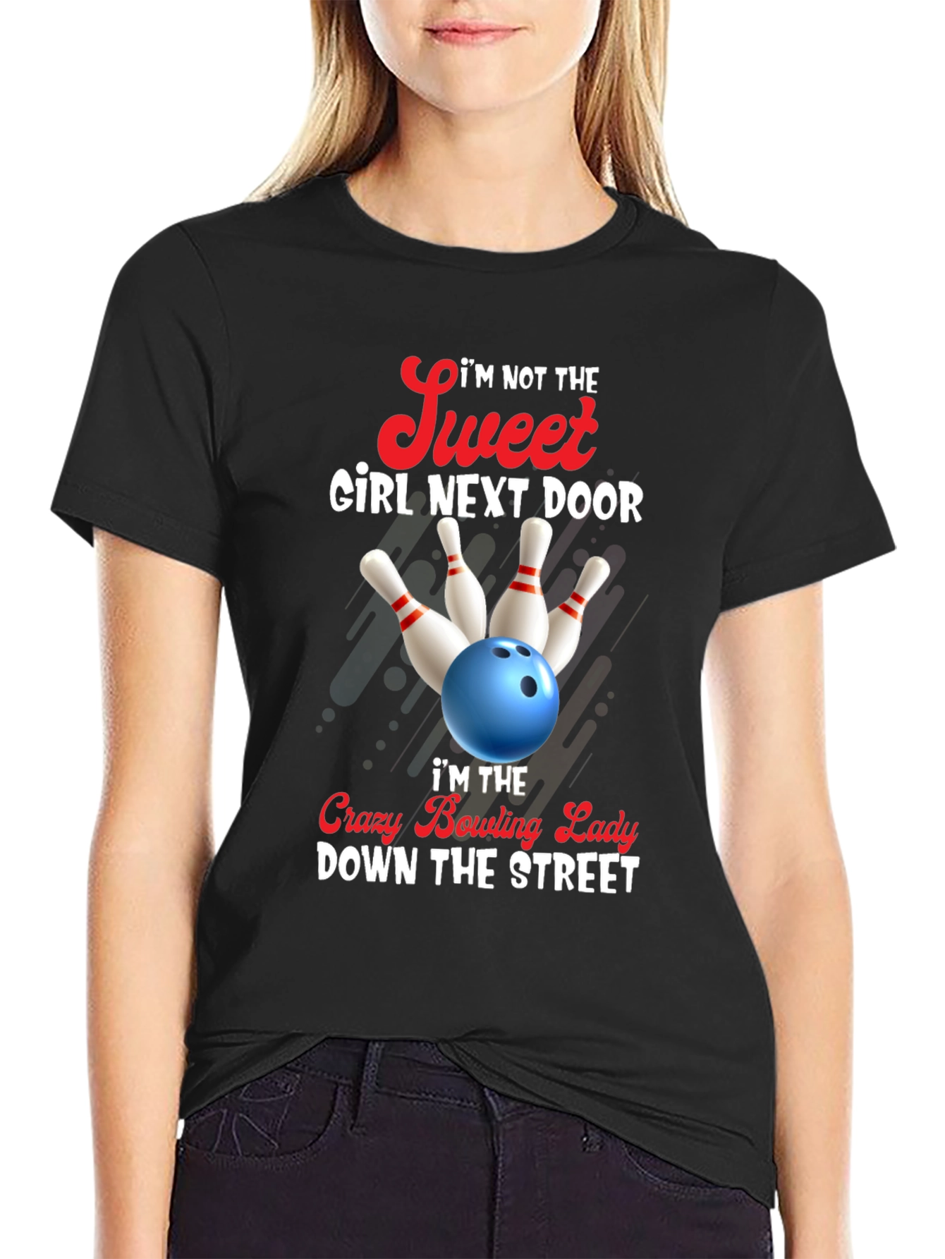 Crazy Bowling Lady Graphic T-Shirt