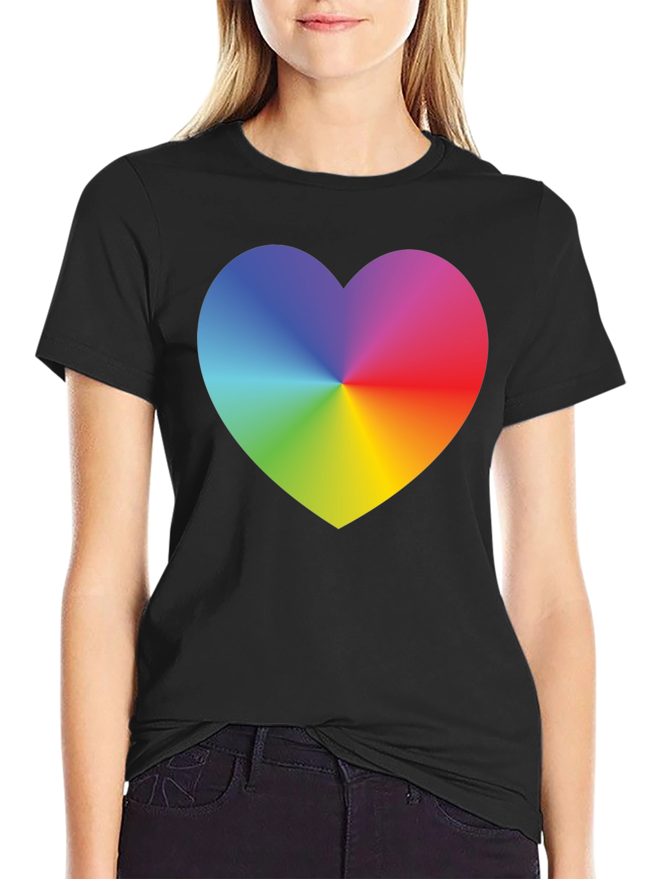 Rainbow Heart Graphic Tee - Mens Black T-Shirt