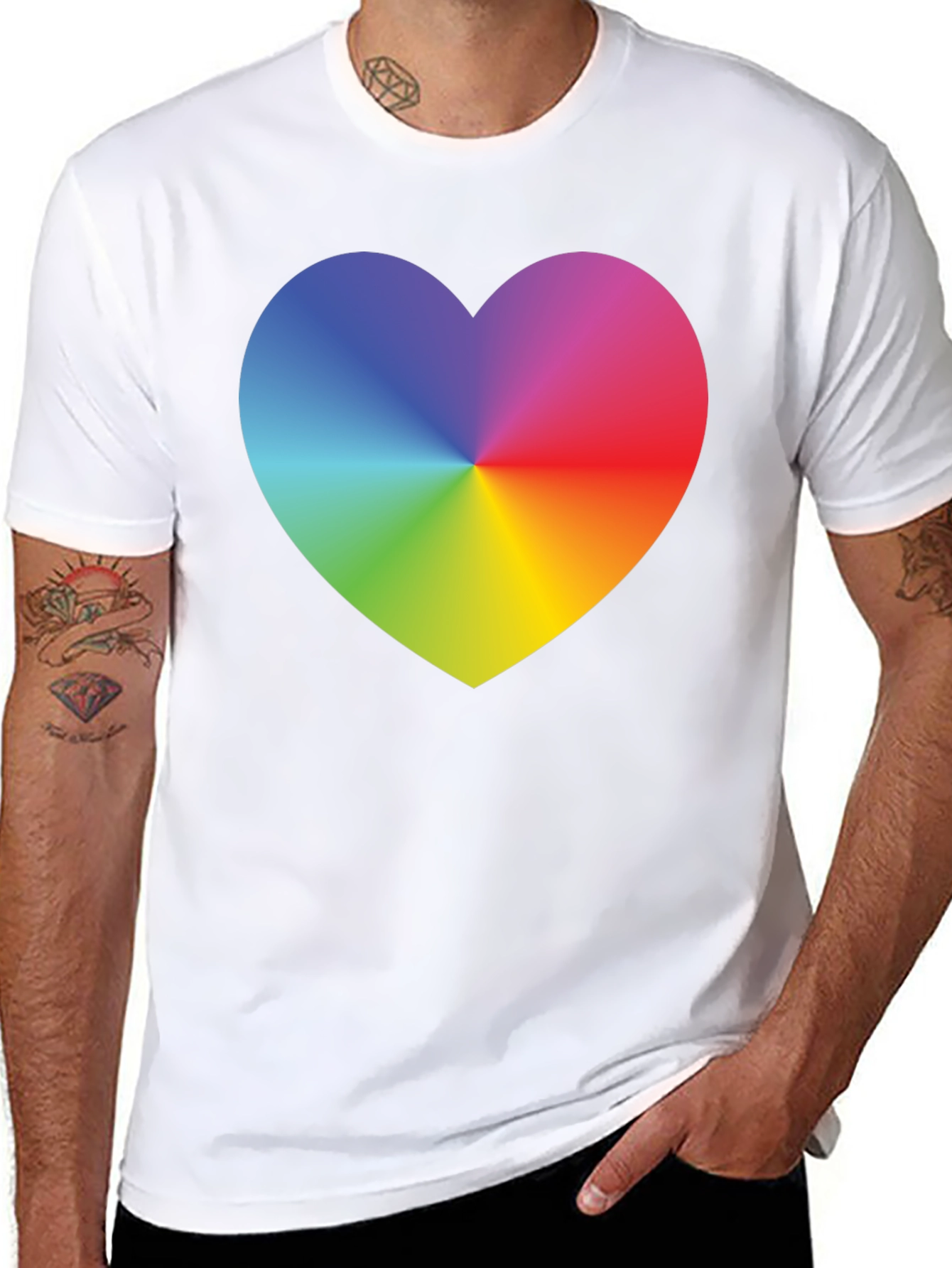 Rainbow Heart Graphic Tee - Mens Black T-Shirt