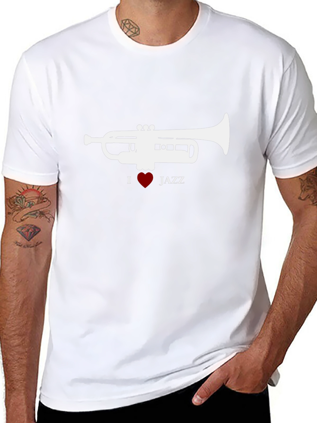 I Heart Jazz Black T-Shirt - Trumpet Graphic Tee