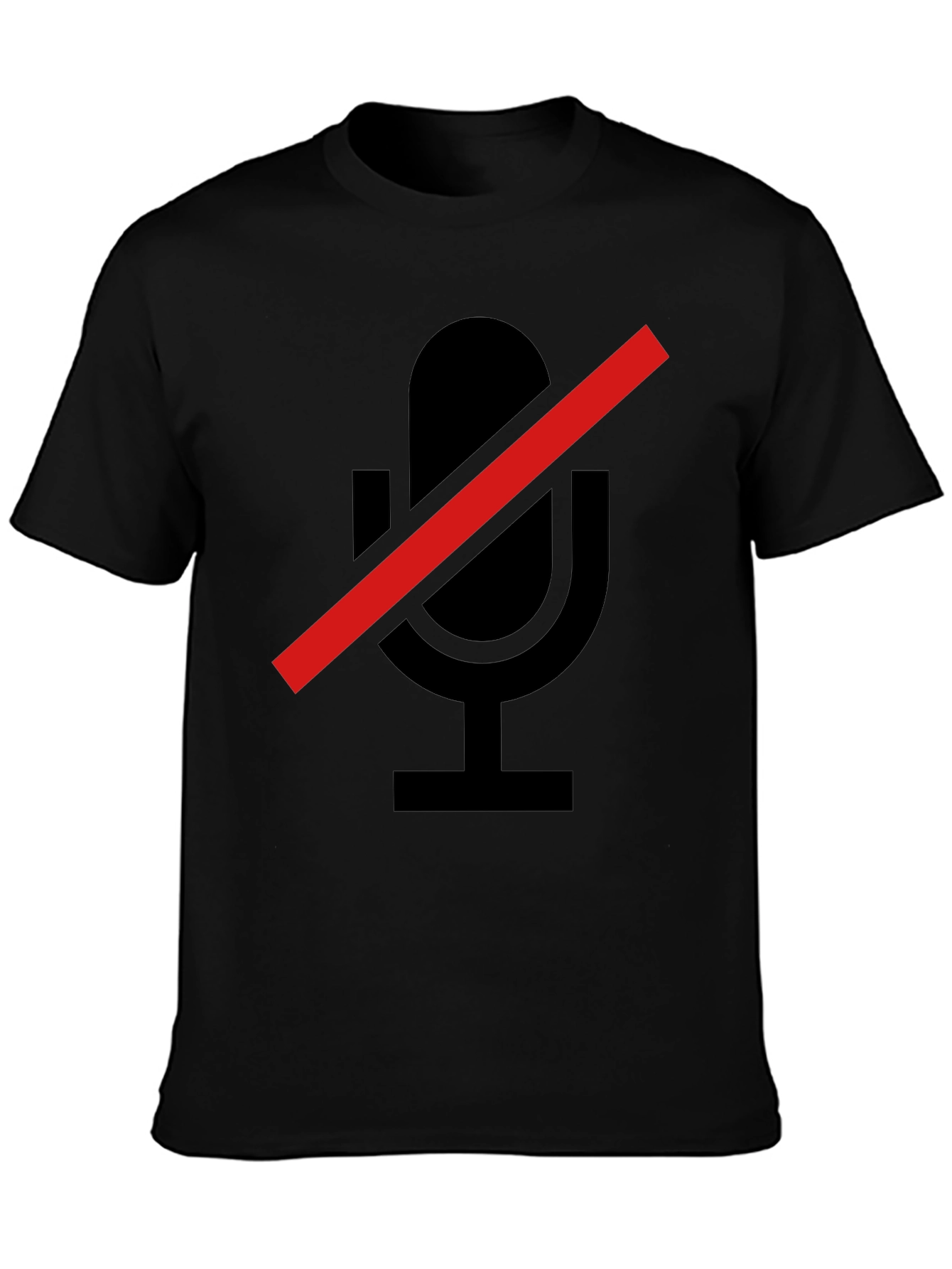 Muted Microphone Graphic Tee - Soft Black T-Shirt