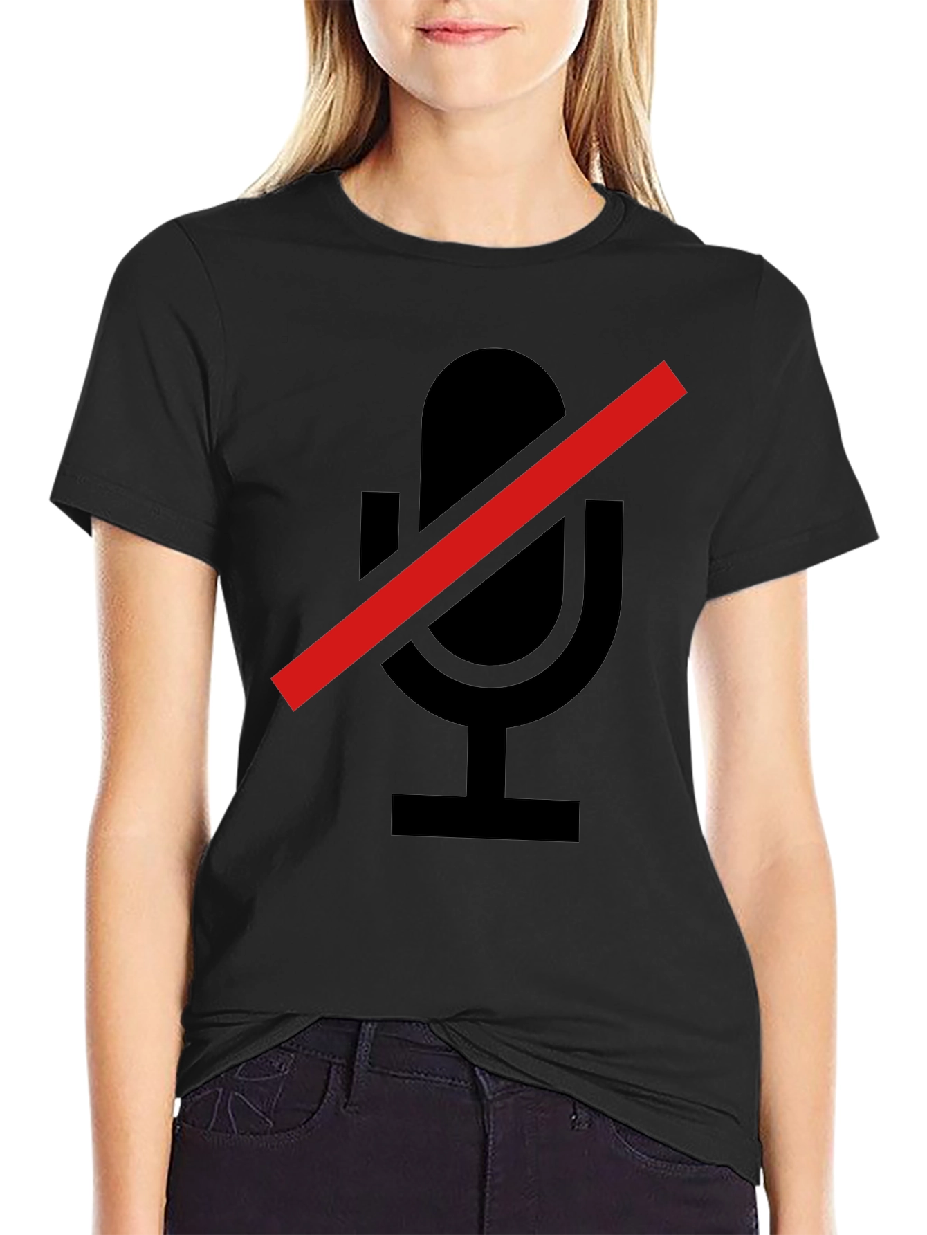 Muted Microphone Graphic Tee - Soft Black T-Shirt