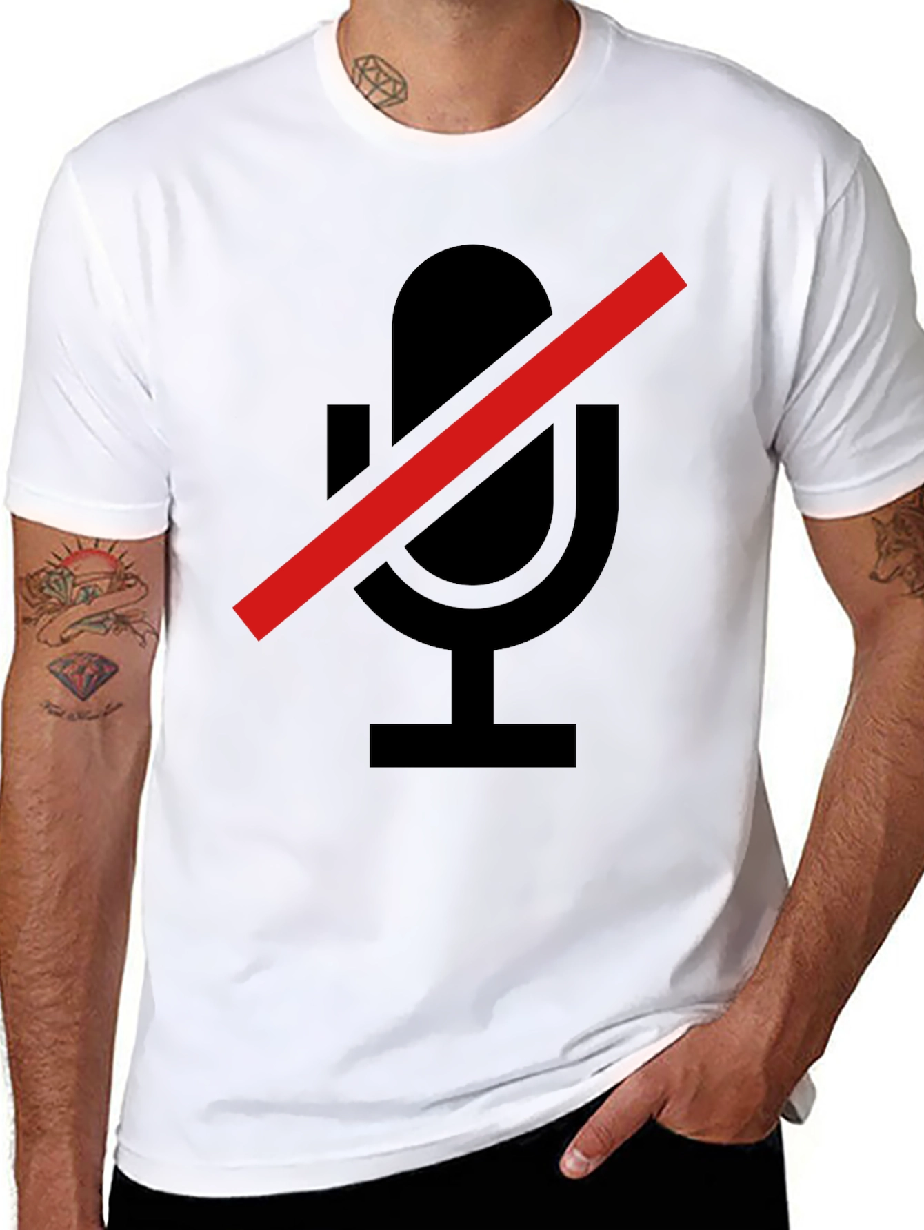 Muted Microphone Graphic Tee - Soft Black T-Shirt