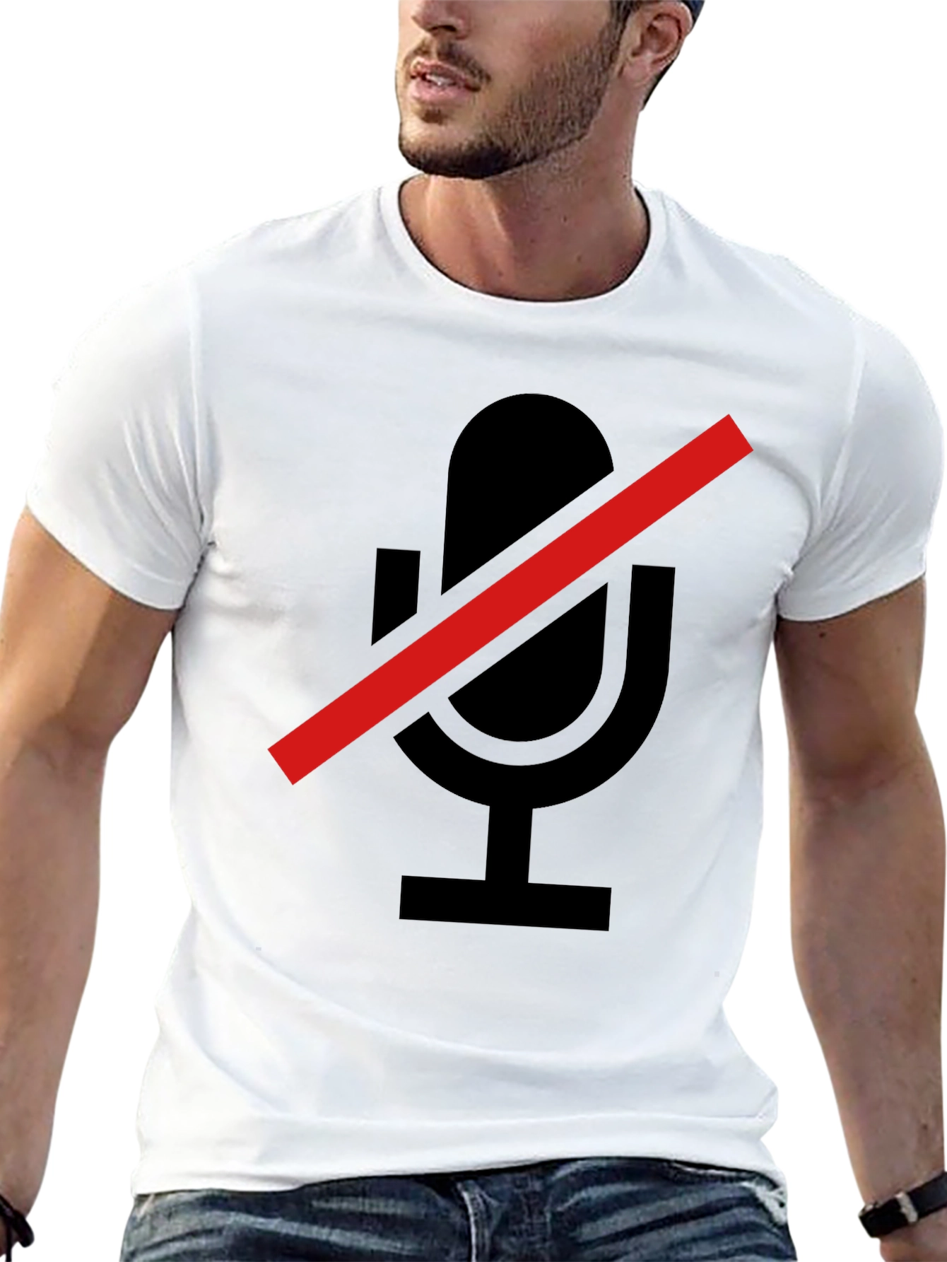 Muted Microphone Graphic Tee - Soft Black T-Shirt