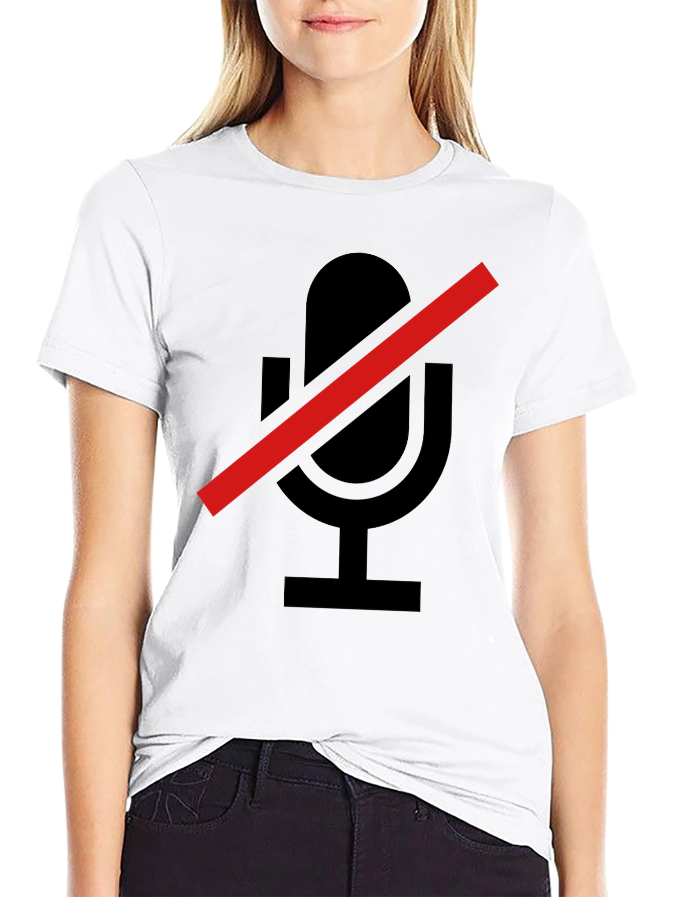 Muted Microphone Graphic Tee - Soft Black T-Shirt