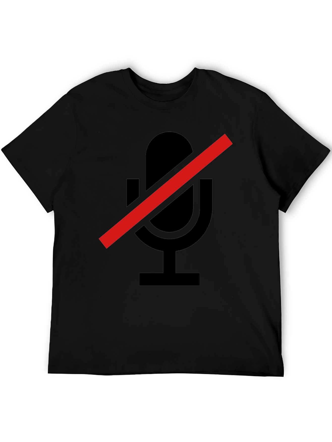 Muted Microphone Graphic Tee - Soft Black T-Shirt