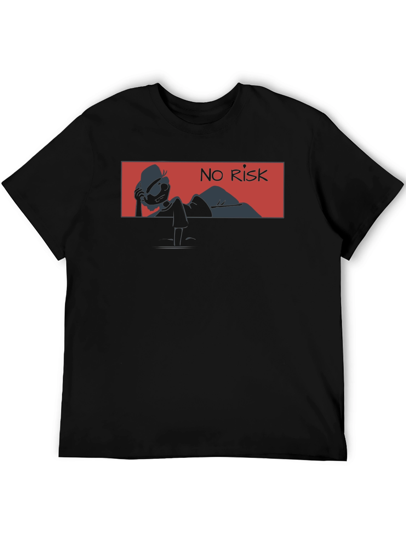 No Risk Graphic Tee - Trendy Black Cotton T-Shirt
