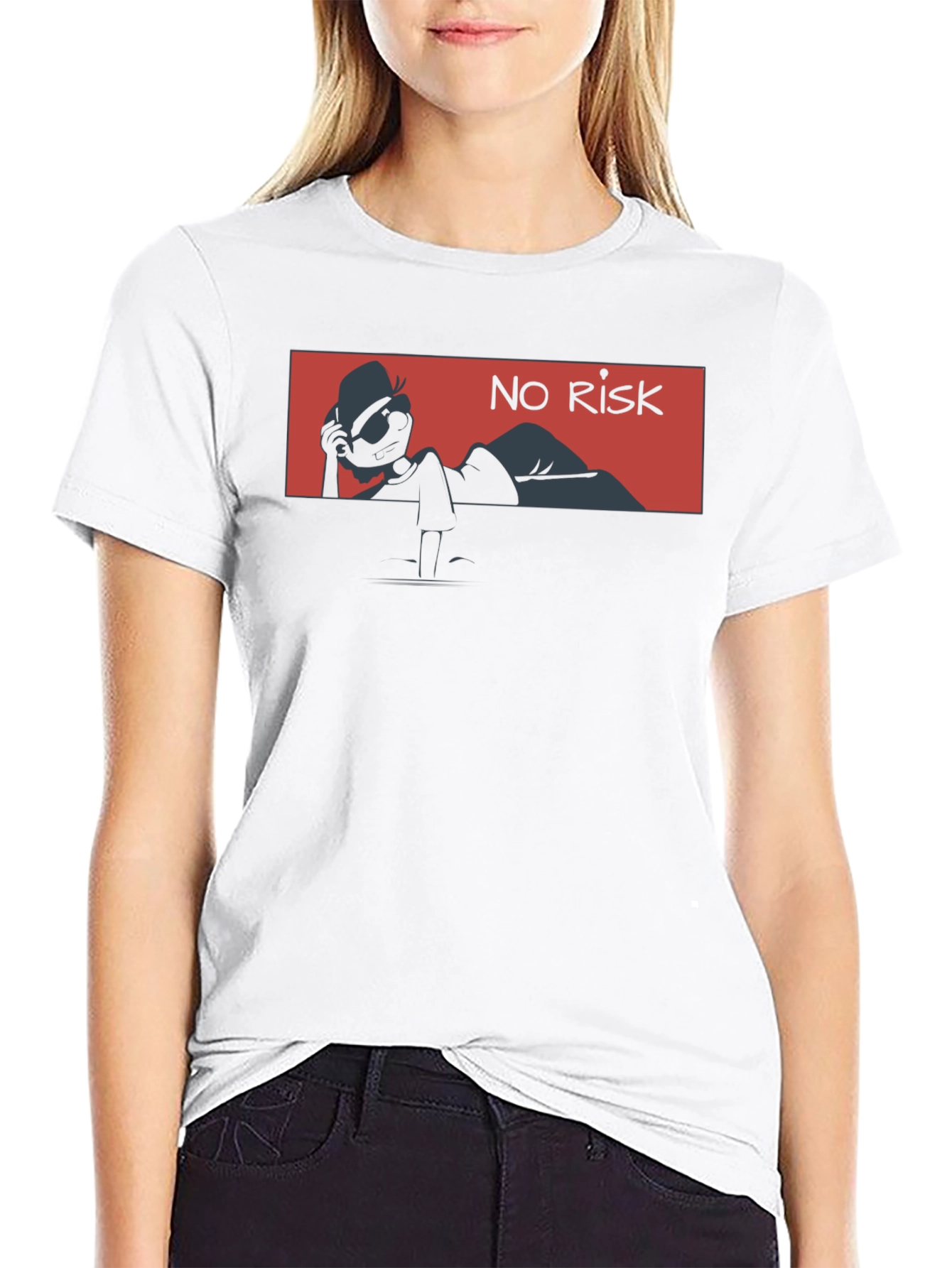 No Risk Graphic Tee - Trendy Black Cotton T-Shirt