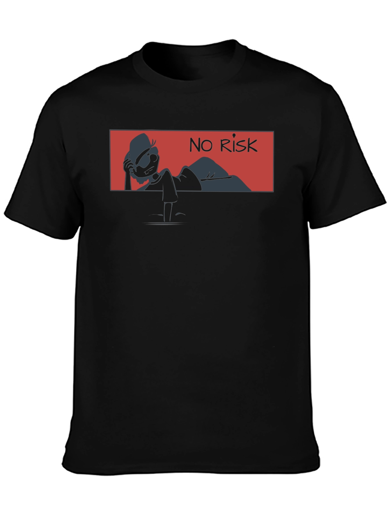 No Risk Graphic Tee - Trendy Black Cotton T-Shirt