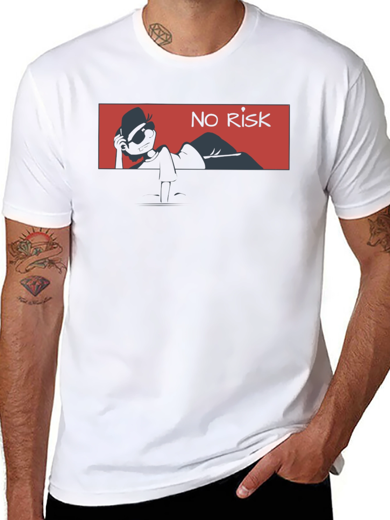 No Risk Graphic Tee - Trendy Black Cotton T-Shirt