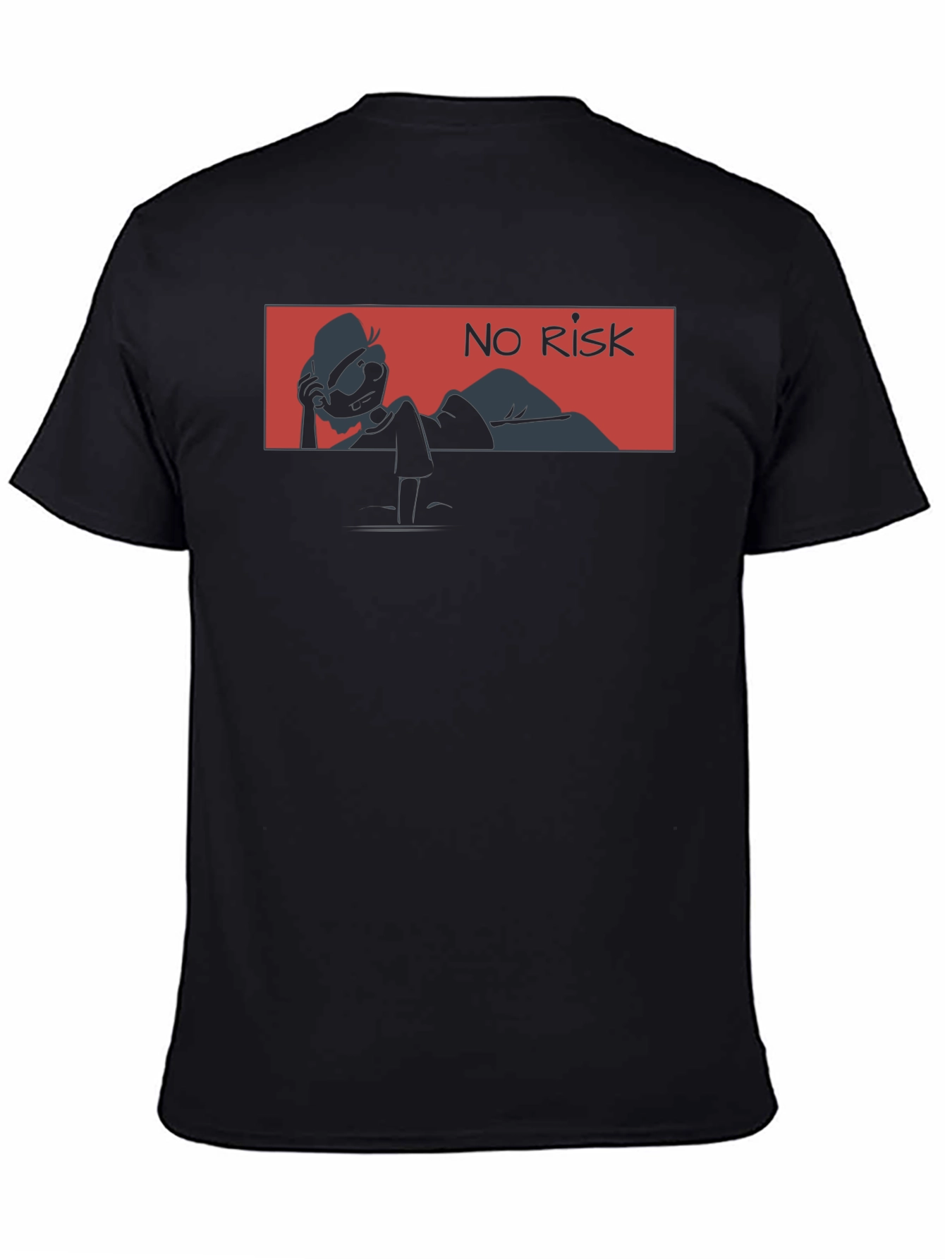 No Risk Graphic Tee - Trendy Black Cotton T-Shirt