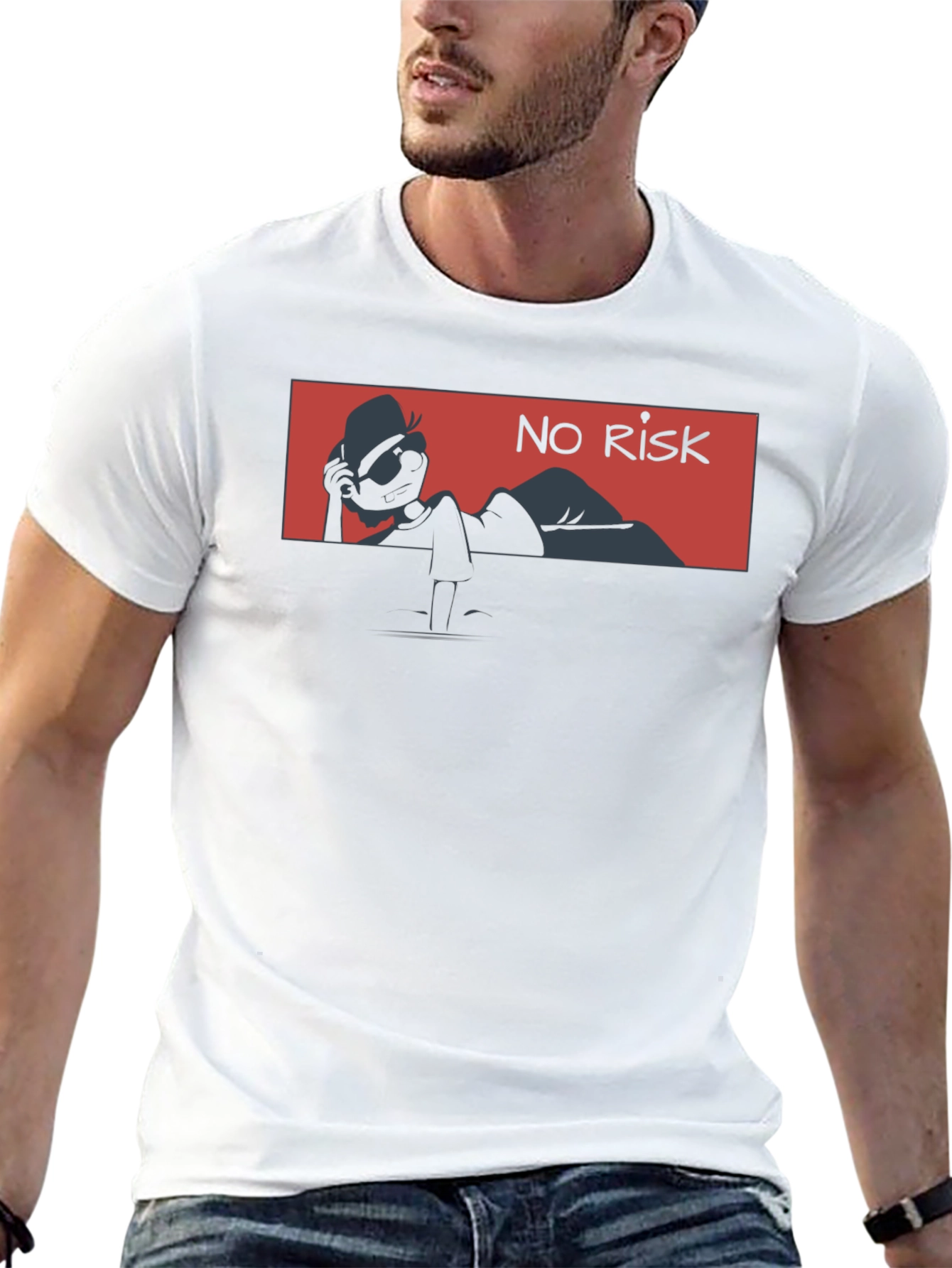 No Risk Graphic Tee - Trendy Black Cotton T-Shirt