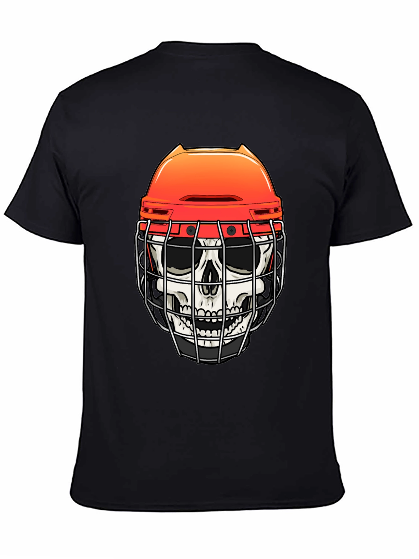 Skull Hockey Helmet Graphic Tee - Mens Black T-Shirt
