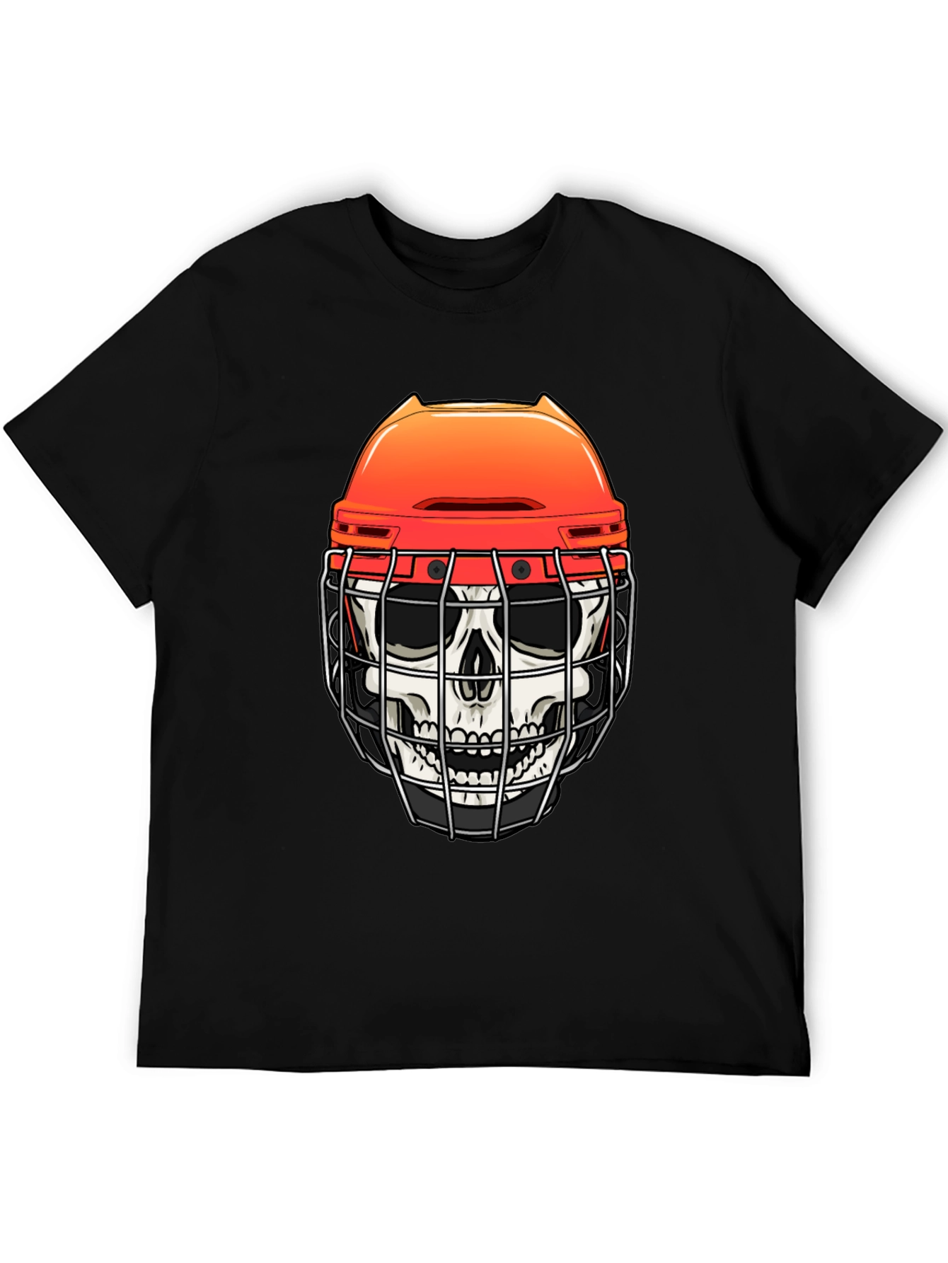 Skull Hockey Helmet Graphic Tee - Mens Black T-Shirt