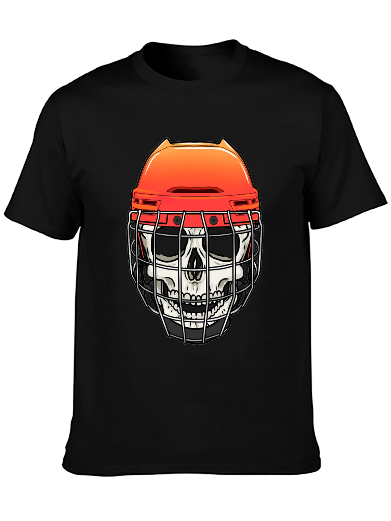 Skull Hockey Helmet Graphic Tee - Mens Black T-Shirt